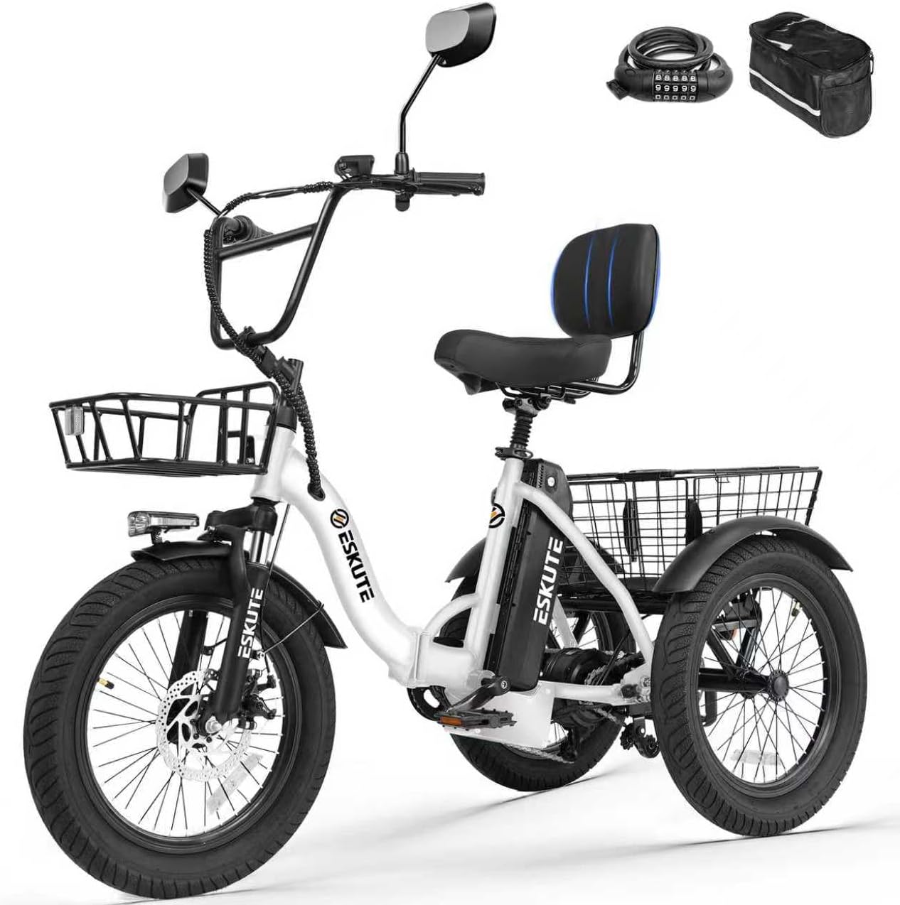 Adults Electric Trike Bike, 1200W Peak Motor & 499.2Wh Removable Battery,18x3.0 Fat Tire Foldable 3-Wheel E-Bike with Step-Thru Design, Up to 55 Miles, Gift for Parents