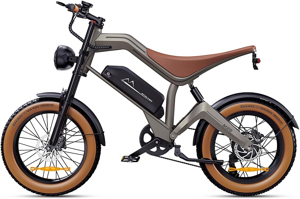 DYU Electric Bike for Adults Electric Motorcycle Peak 1500W 20" Fat Tire All-Terrain Electric Dirt Bike 48V 18.2AH Battery Powered 100 Miles Max Range 32MPH