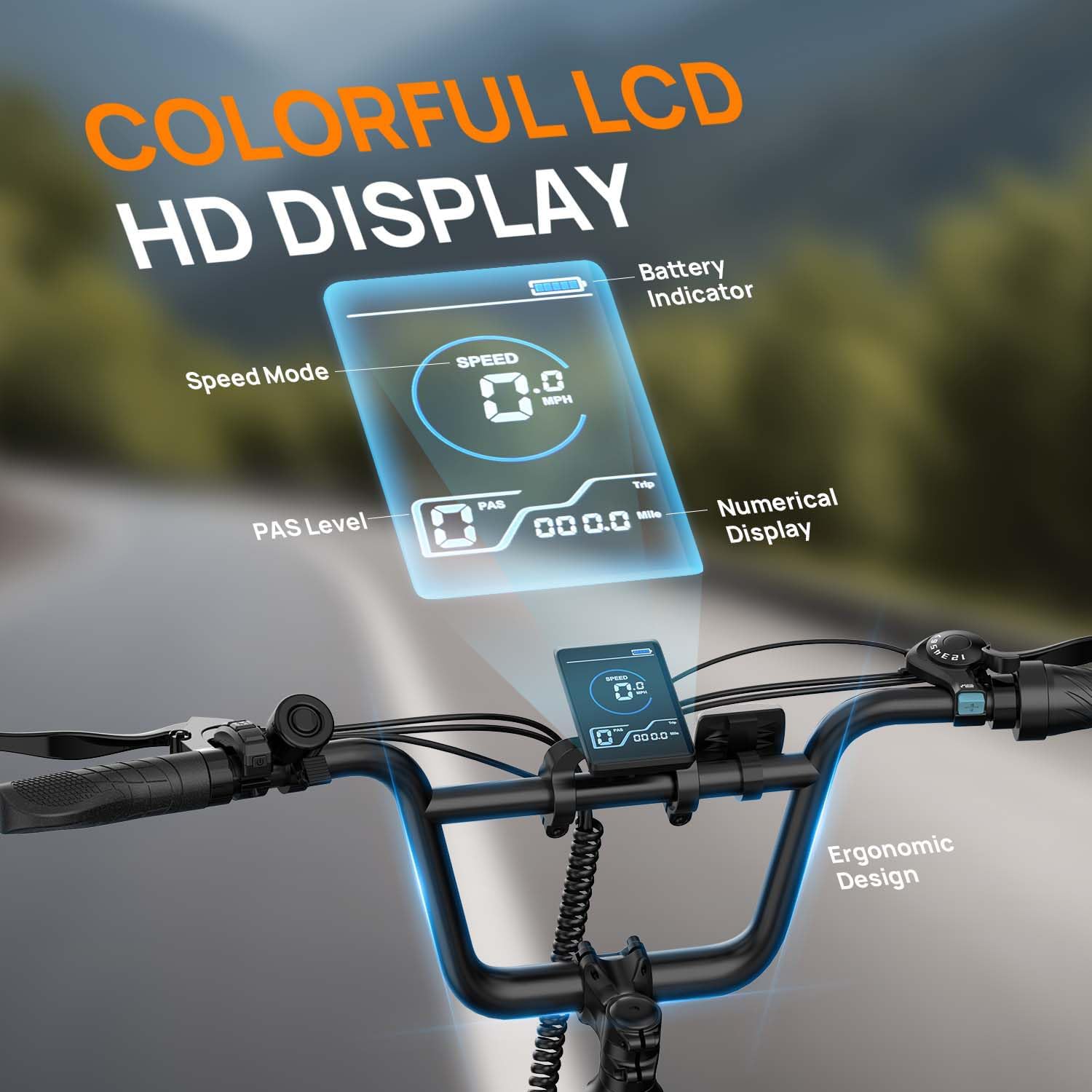 URLIFE Electric Bike for Adults, 1000W Peak Motor Ebike, 48V 13Ah Removable Battery,80 Miles Max, 20" Fat Tire Electric Bicycle with Colorful Display, All-Terrain E-Bike for Adults and Teens