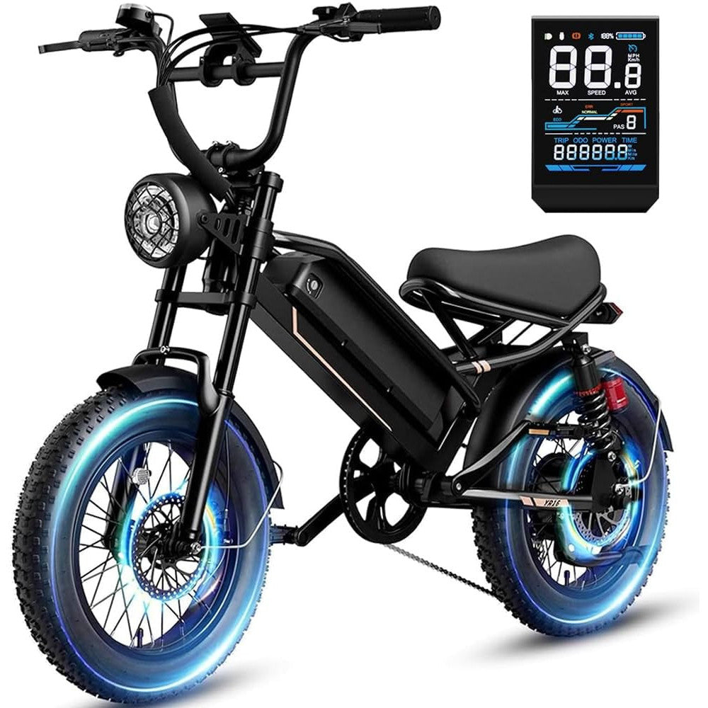Electric Bike for Adults, Electric Dirt Bike 2000W/1500W Peak Motor,E Bike 20"/16" *4 Fat Tire,All Terrain 32/28MPH Top Speed, Ebike Up to 55-80 Miles Range,48V Removable Battery