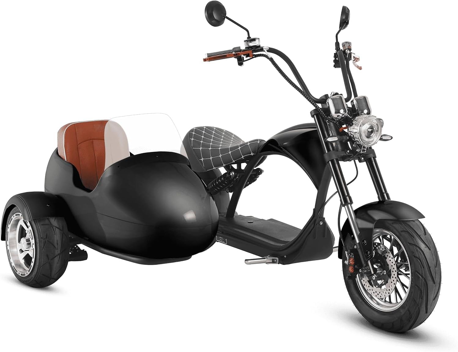 eAhora 2000W M1P Sidecar Electric Motorcycle for Adults,37mph 60V 30Ah Lithium Battery 40+ Miles Range, Full Suspension and Hydraulic Brakes Electric Mopeds