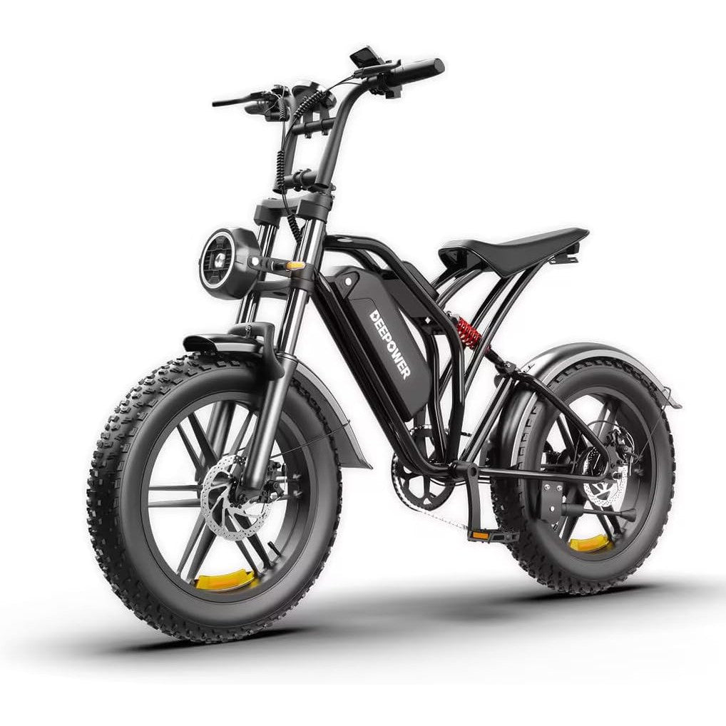 DEEPOWER S20 Electric Bike for Adults, 1500W Peak Motor Ebike, 48V 13/20/25AH Removable Battery, 28 MPH, 70+Miles, 20" Fat Tire Electric Motorcycle, All-Terrain Electric Dirt Bike with 7-Speed