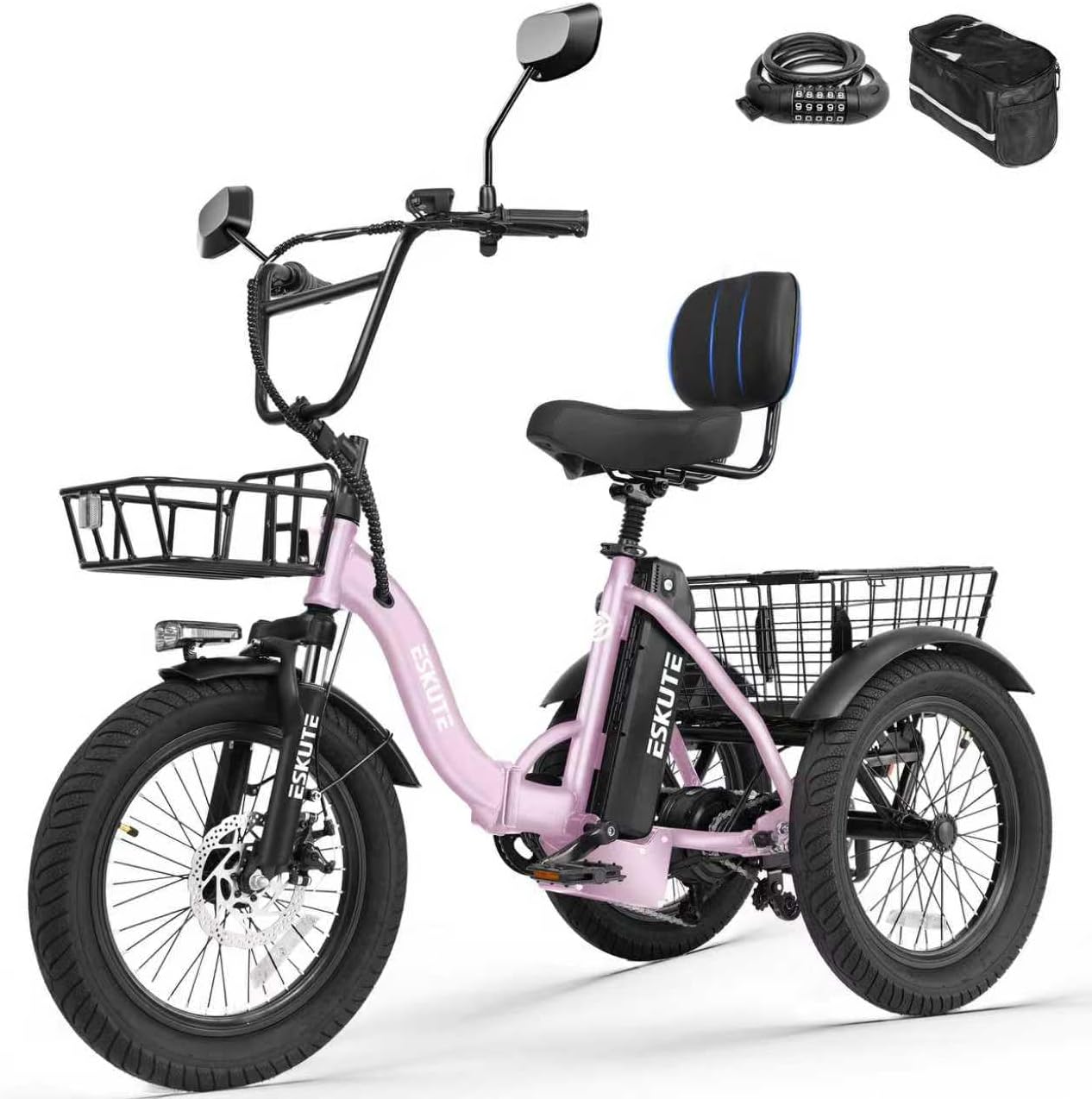 Adults Electric Trike Bike, 1200W Peak Motor & 499.2Wh Removable Battery,18x3.0 Fat Tire Foldable 3-Wheel E-Bike with Step-Thru Design, Up to 55 Miles, Gift for Parents