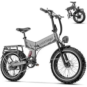 Folding 52V 20Ah Removabke Battery Electric Bike 1500W Peak Motor 20'' Fat Tire Mountain Commuter 30MPH Ebike Motorcycle Range 70 Miles UL Certified Adult Electric Dirt Bike with 7-Speed