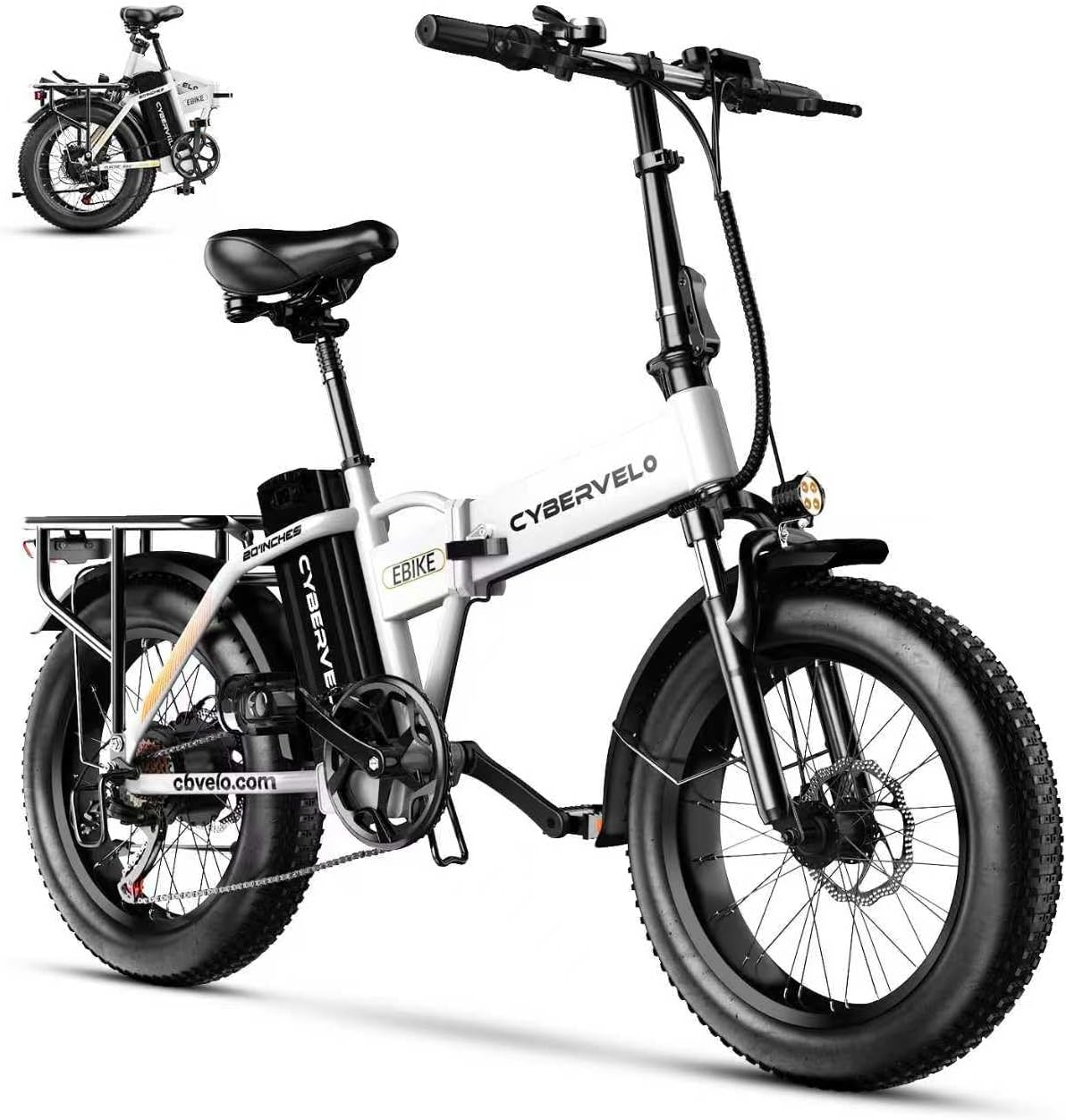 1000W Folding Electric Bike, 48V 20.8AH Large Removable Battery E-Bike, 30+MPH, 80 Miles Max Range, 20" Fat Tire Electric Bike for Adults, Adult Electric Bicycles for Commute