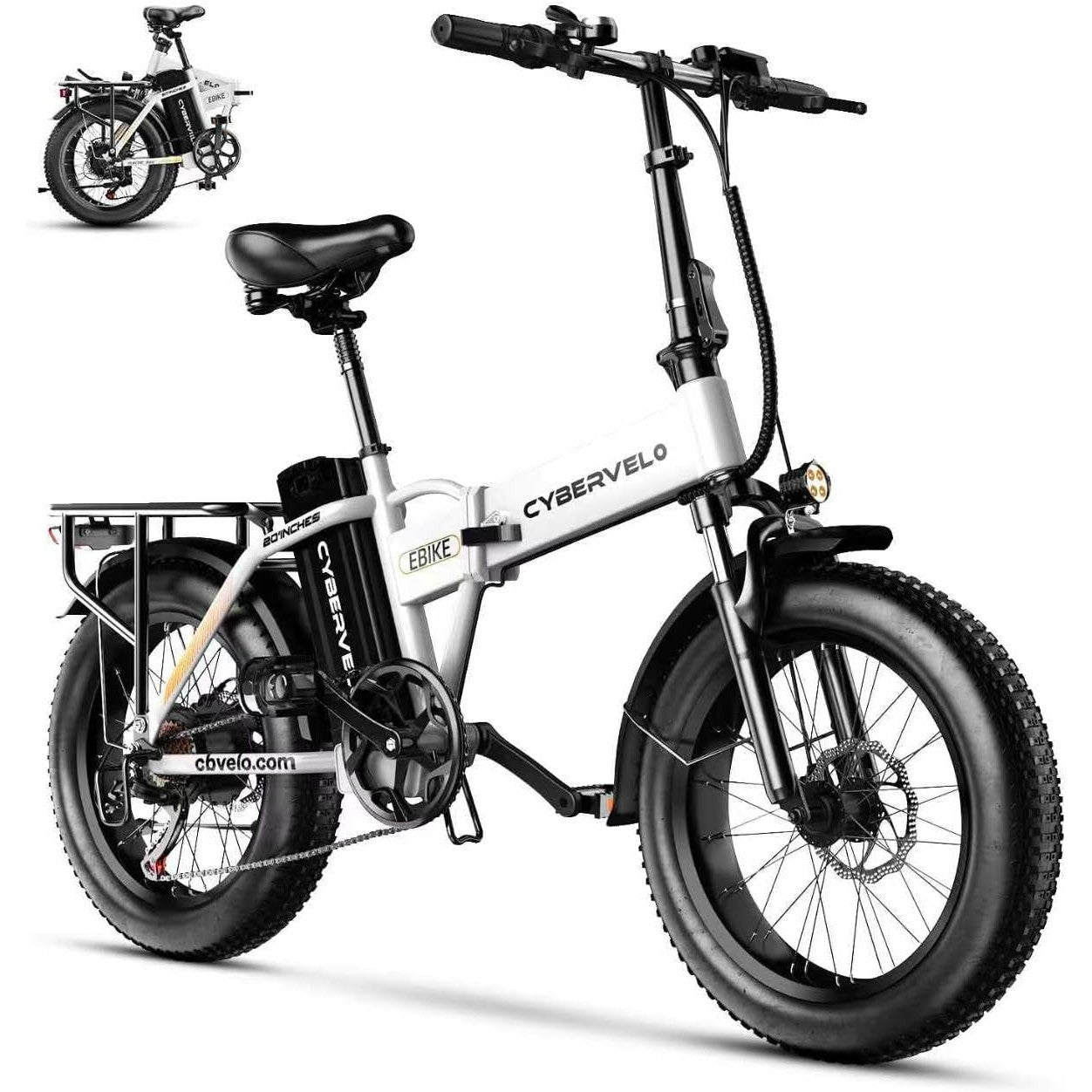 1000W Folding Electric Bike, 48V 20.8AH Large Removable Battery E-Bike, 30+MPH, 80 Miles Max Range, 20" Fat Tire Electric Bike for Adults, Adult Electric Bicycles for Commute