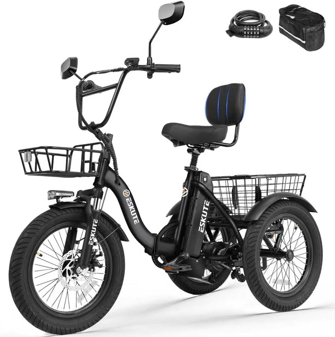 Adults Electric Trike Bike, 1200W Peak Motor & 499.2Wh Removable Battery,18x3.0 Fat Tire Foldable 3-Wheel E-Bike with Step-Thru Design, Up to 55 Miles, Gift for Parents