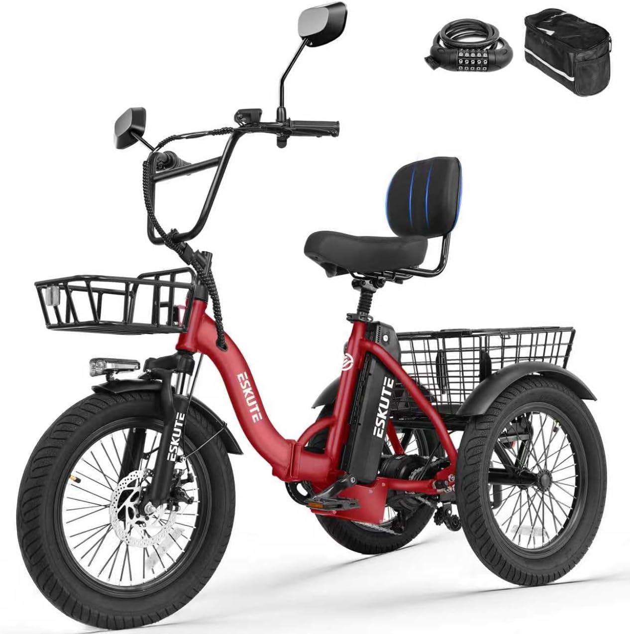 Adults Electric Trike Bike, 1200W Peak Motor & 499.2Wh Removable Battery,18x3.0 Fat Tire Foldable 3-Wheel E-Bike with Step-Thru Design, Up to 55 Miles, Gift for Parents