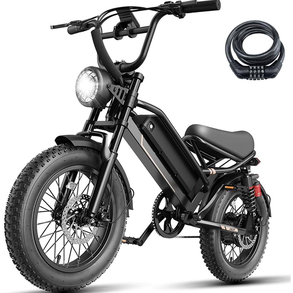 Electric Bike for Adults, Electric Dirt Bike 2000W/1500W Peak Motor,E Bike 20"/16" *4 Fat Tire,All Terrain 32/28MPH Top Speed, Ebike Up to 55-80 Miles Range,48V Removable Battery