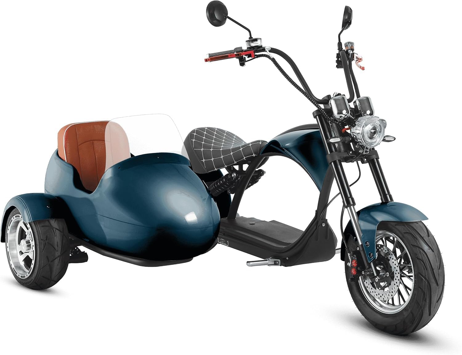 eAhora 2000W M1P Sidecar Electric Motorcycle for Adults,37mph 60V 30Ah Lithium Battery 40+ Miles Range, Full Suspension and Hydraulic Brakes Electric Mopeds