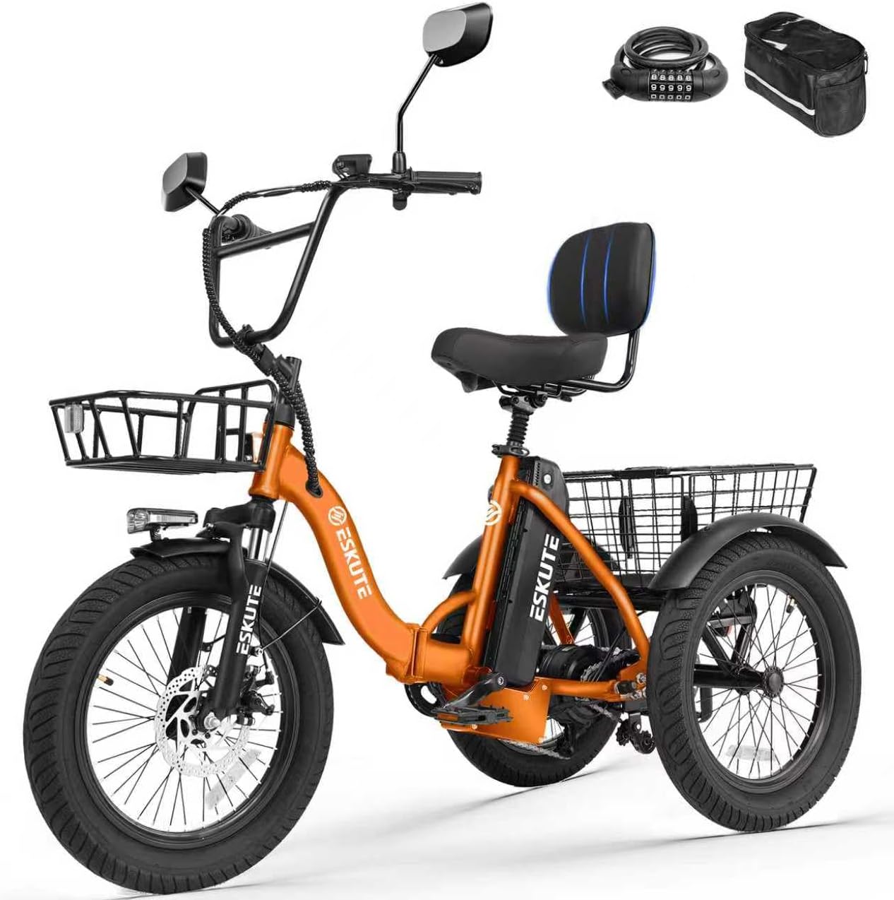 Adults Electric Trike Bike, 1200W Peak Motor & 499.2Wh Removable Battery,18x3.0 Fat Tire Foldable 3-Wheel E-Bike with Step-Thru Design, Up to 55 Miles, Gift for Parents