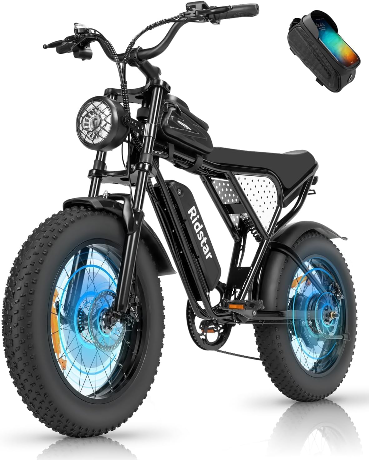 Electric Bike for Adults Q20, 2000/1500W, 37/30MPH,52V 40AH,48V/20AH E-Bike,30-180 Miles Electric Motorcycle, 20" Fat Tire Dirt Bike, UL2849 All Terrain for Mountains, Snow, Sand, Road