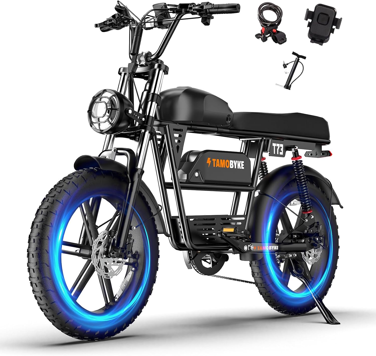 T73 Series Electric Bike for Adults,1000W/1500W/3000W Motor,30/33/37.5MPH 34-120 Miles,48V15.6/41.6 AH Electric Bikes,20 * 4 Fat Tire Ebike Hydraulic Brake Full Suspension Off-Road Riding