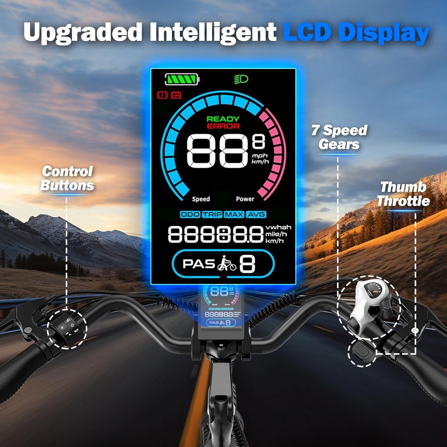 Electric Bike for Adults 26'', 1200W Peak Motor, 65 Miles Max Range E Bike for Adults with 7-Speed, 48V Removable Battery, Front Suspension, Adult Electric Bicycle for Commute Beach Snow