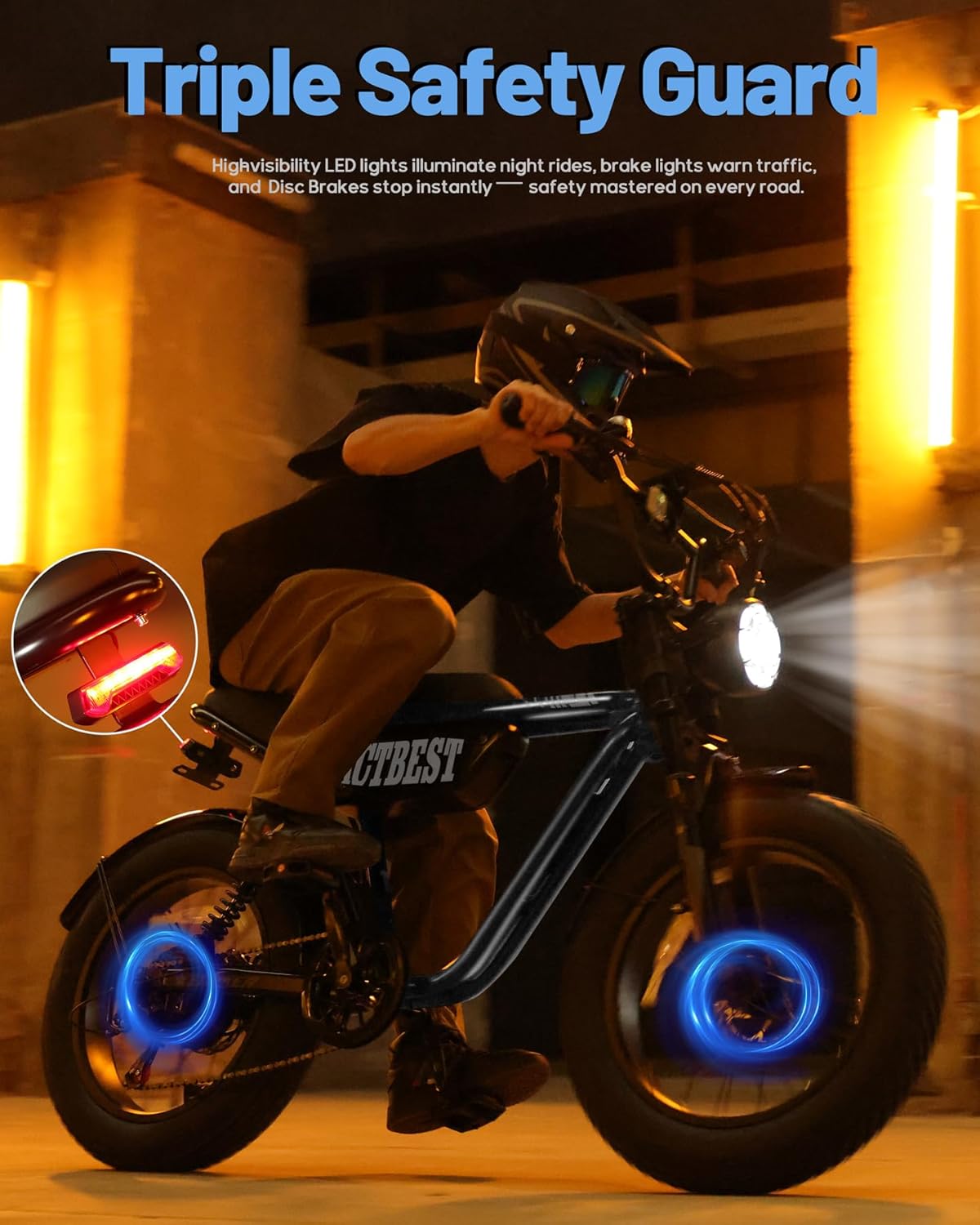 ACTBEST Blaze 16"/20" Fat Tire Electric Bike for Adults/Teens, 1200W/1500W Peak Motor, 25MPH/28MPH & 55-75 Miles Long Range, UL2849 Certified, Full Suspension All-Terrain eBike for Mountain,Snow,Sand