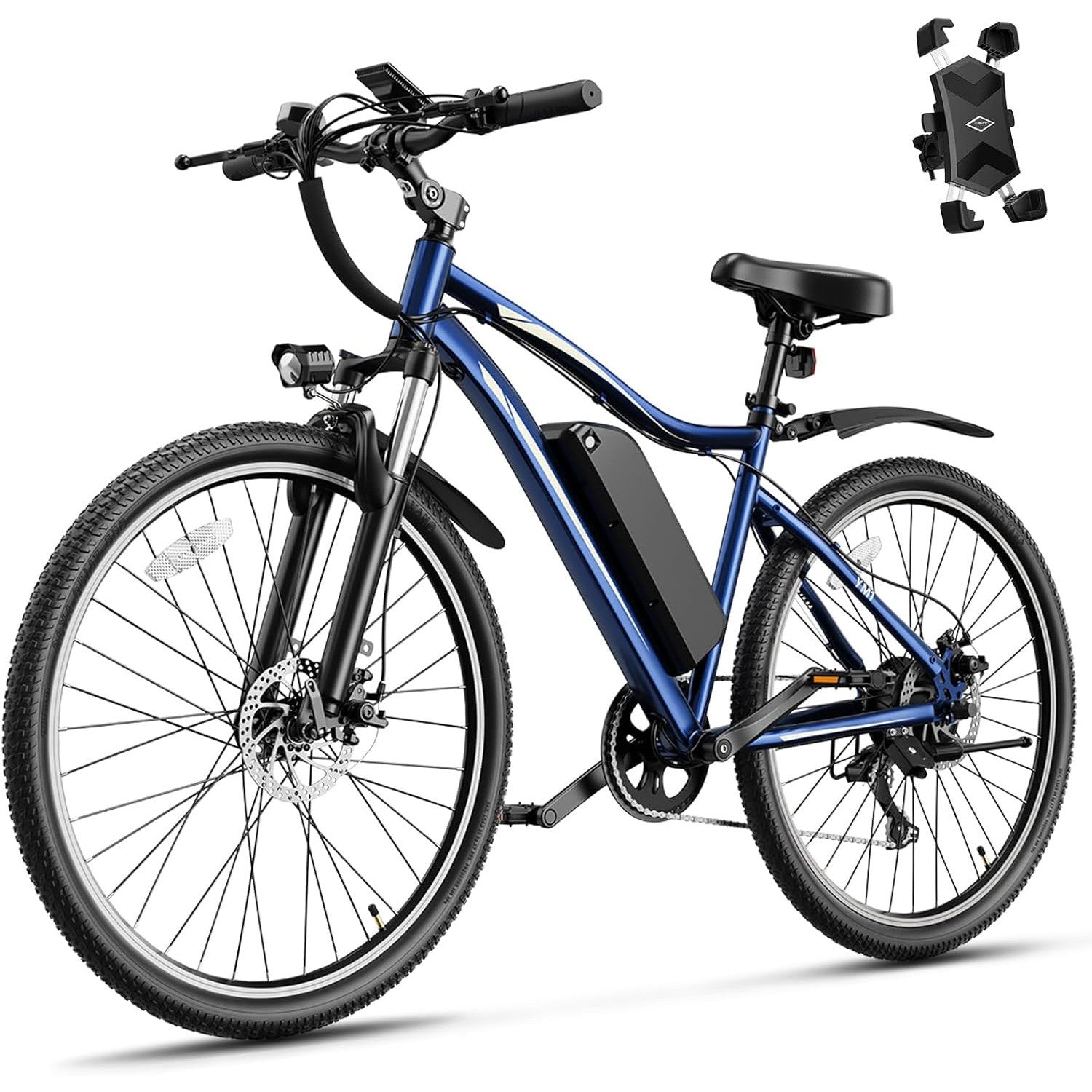 Jasion Electric Mountain Bike for Adults with 1200W Peak Motor, 28MPH Max Speed Ebike with 480Wh Removable Battery, 50 Miles Range, 27.5" Tires Electric Mountain Bike, 7-Speed, Front Suspension