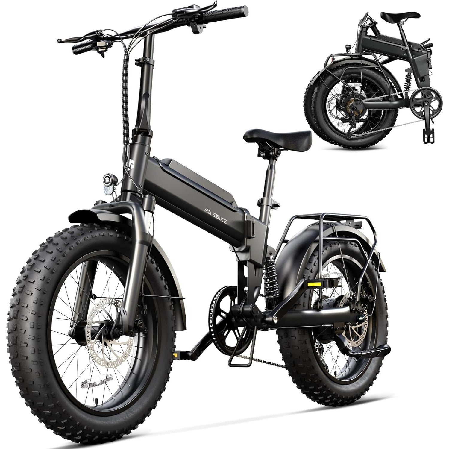 TST Folding Electric Bike for Adults, 1000W Peak Motor Ebike with 36V 7.8Ah/10.4Ah Removable Battery, Max Range 40/60 Miles 25 MPH Electric Bicycle, 20" Fat Tire All Terrain E Bike