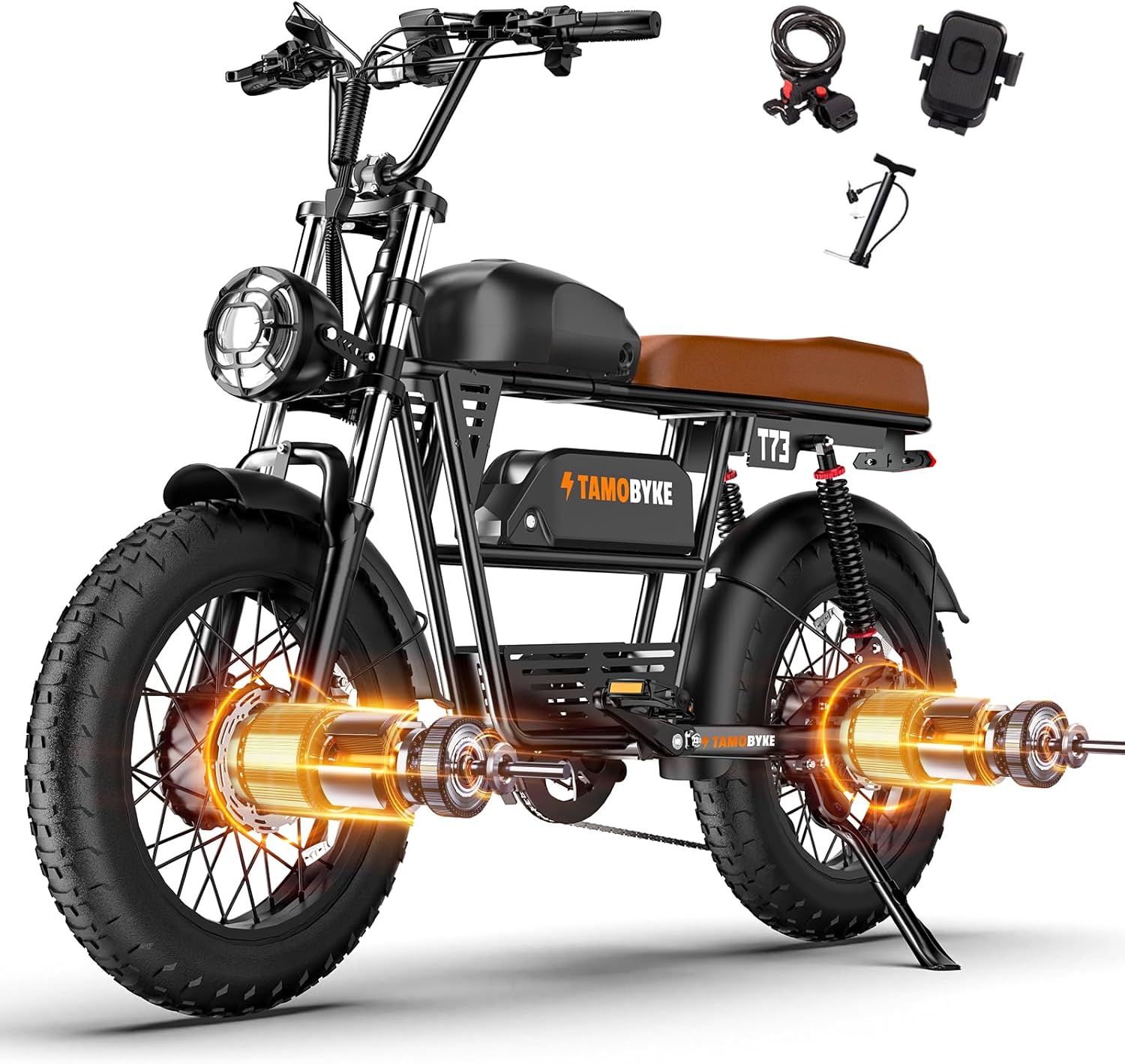 T73 Series Electric Bike for Adults,1000W/1500W/3000W Motor,30/33/37.5MPH 34-120 Miles,48V15.6/41.6 AH Electric Bikes,20 * 4 Fat Tire Ebike Hydraulic Brake Full Suspension Off-Road Riding