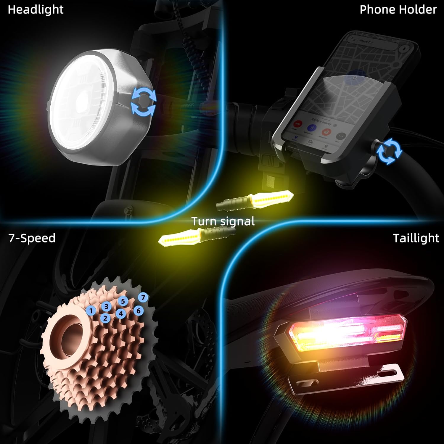 DEEPOWER S20 Electric Bike for Adults, 1500W Peak Motor Ebike, 48V 13/20/25AH Removable Battery, 28 MPH, 70+Miles, 20" Fat Tire Electric Motorcycle, All-Terrain Electric Dirt Bike with 7-Speed