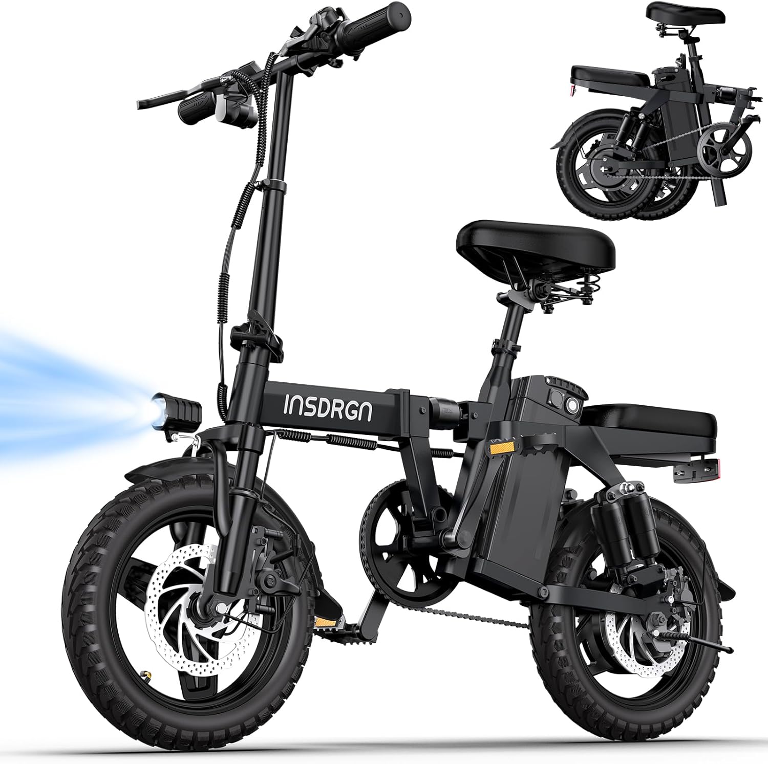 Electric Bike for Adults,14" Folding Adult E Bike with 500W Motor,20 mph,28 Miles Range,Advanced 9-Point Suspension & Pro-Level 44.99% Brake Ratio,Removable Battery,UL 2849 Certified