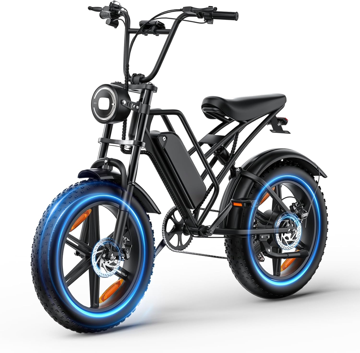 E500 Electric Bike for Adults 1000W Peak Motor, 20" Fat Tire Electric Bicycles with 40 Miles PAS Range, 48V Removable Battery, 7 Speed E-Bike for Mountains, Sand, Road, Beach, Snow