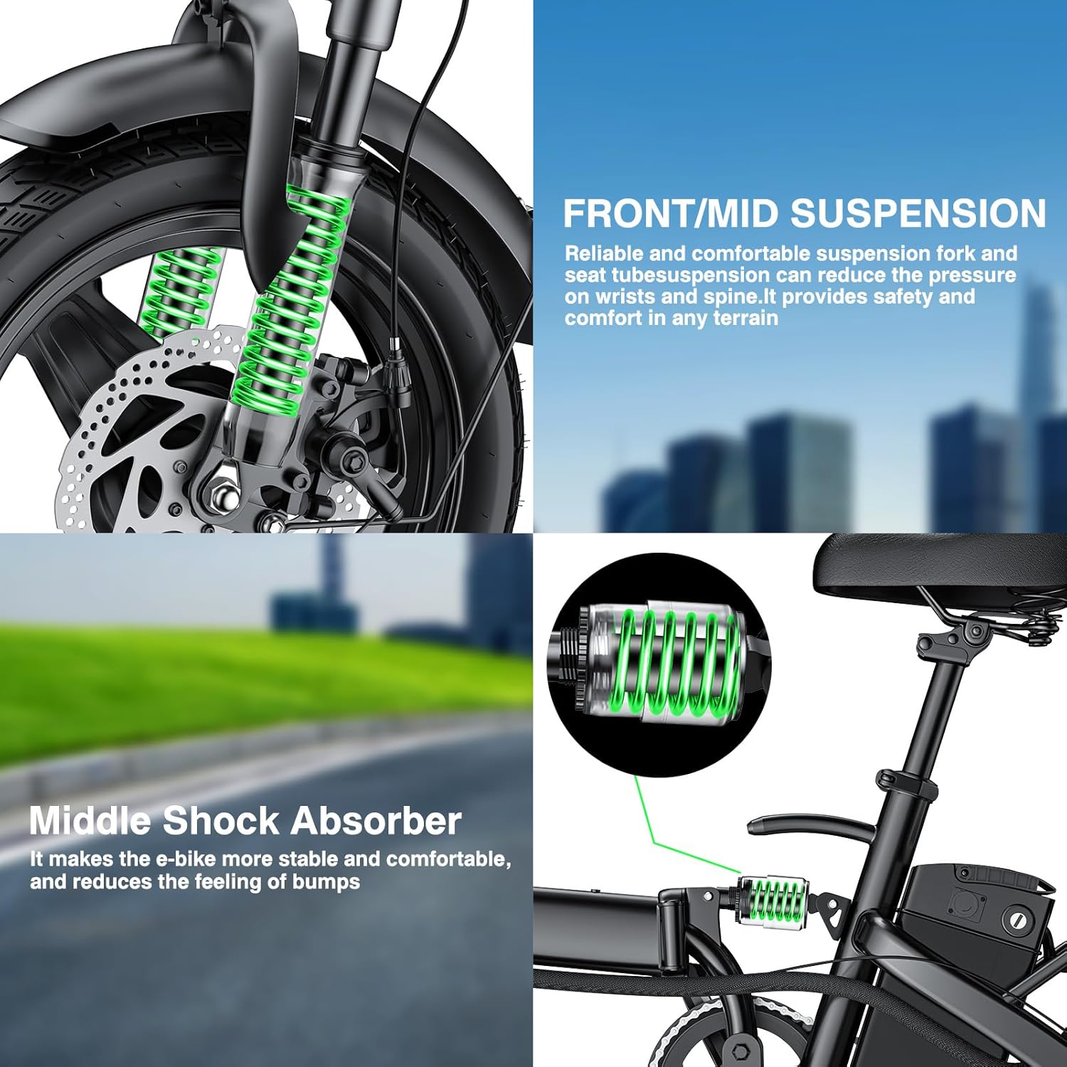 Electric Bike for Adults and Teens, 560W Motor 24MPH Compact Commuter Folding Ebike, 32 Miles Range, 48V 10Ah Battery, 3-Level Pedal Assist, 14" Foldable Mini Electric Bicycle, UL 2849 Certified