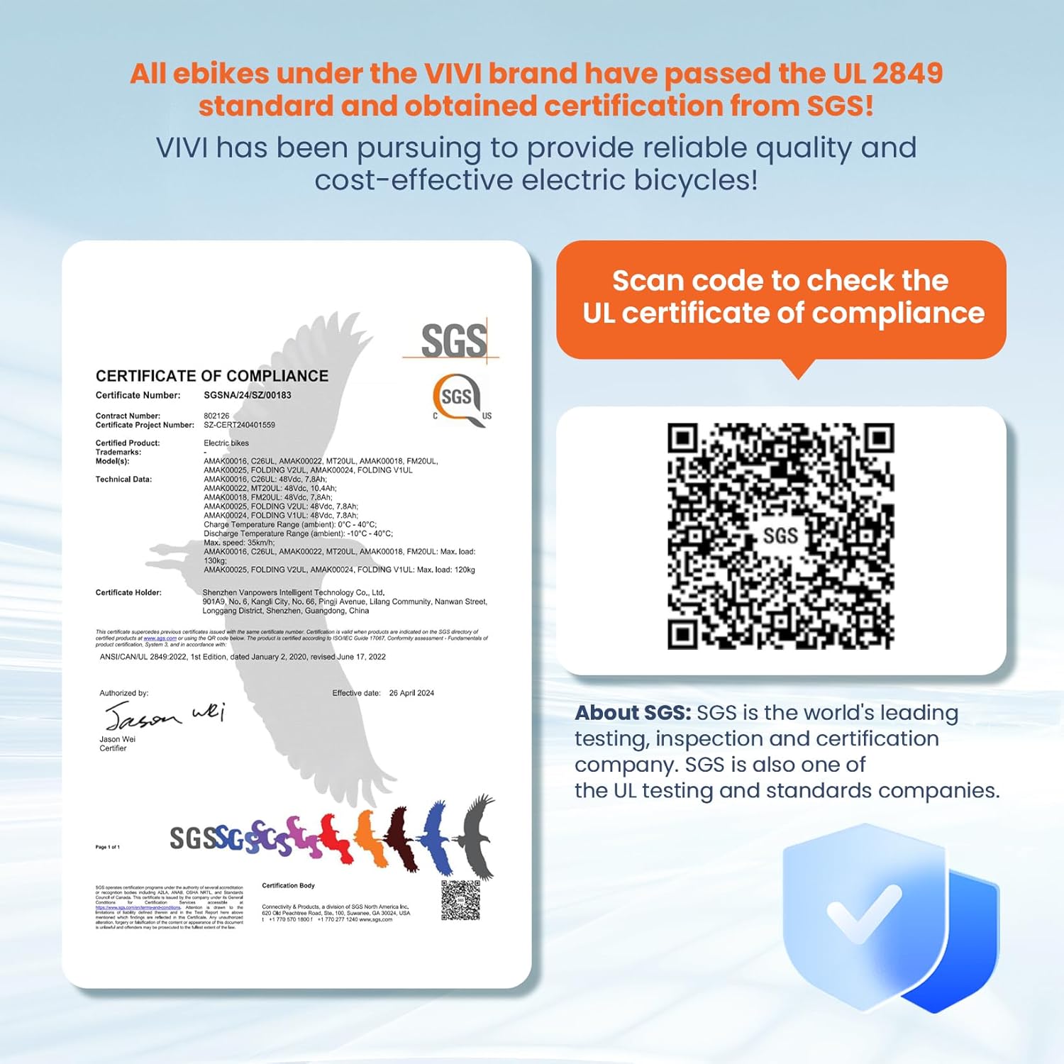 Vivi Electric Bike, 26" Electric Cruiser Bike 1000W Peak Ebike 22MPH Electric Bike for Adults, 48V Removable Battery, Cruise Control, 7 Speed Electric City Commuter Bicycle, SGS Certified to UL2849