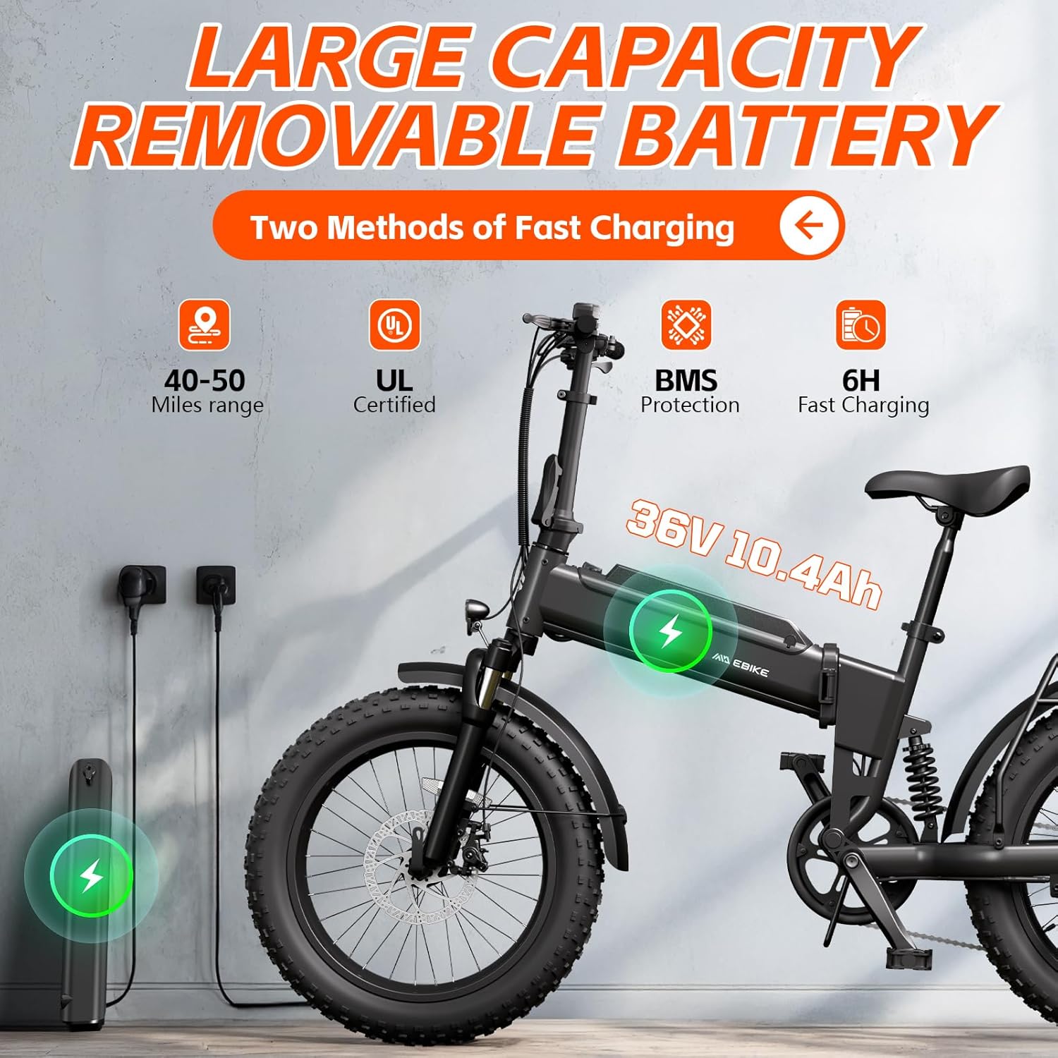 TST Folding Electric Bike for Adults, 1000W Peak Motor Ebike with 36V 7.8Ah/10.4Ah Removable Battery, Max Range 40/60 Miles 25 MPH Electric Bicycle, 20" Fat Tire All Terrain E Bike