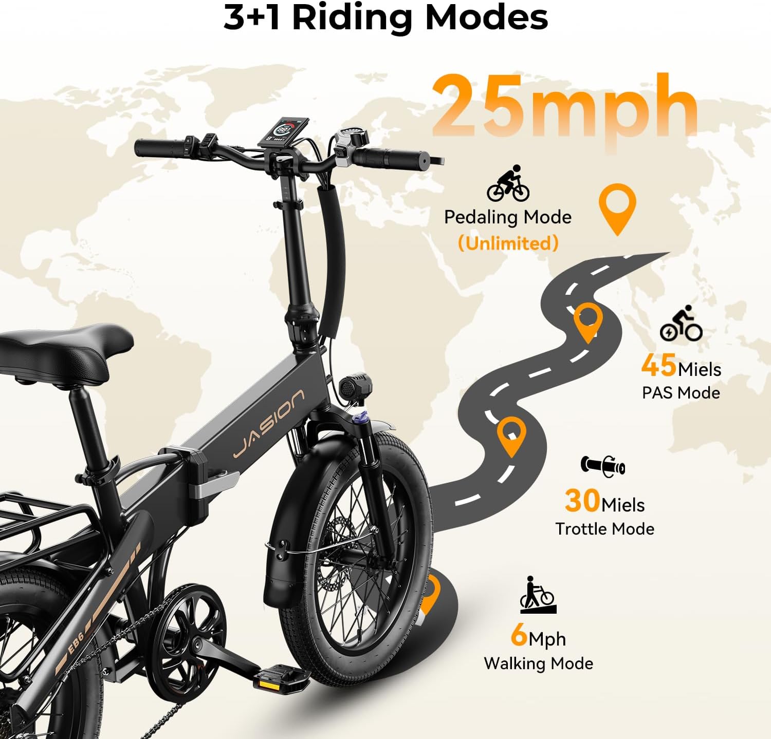 Electric Bike for Adults with Peak 1000W Motor up to 25Mph EBS Ebike, Built-in 48V 10.5AH Removable Battery up to 45 Max Miles Folding Ebike, Aluminum 20'' Fat Tire Electric Bicycle