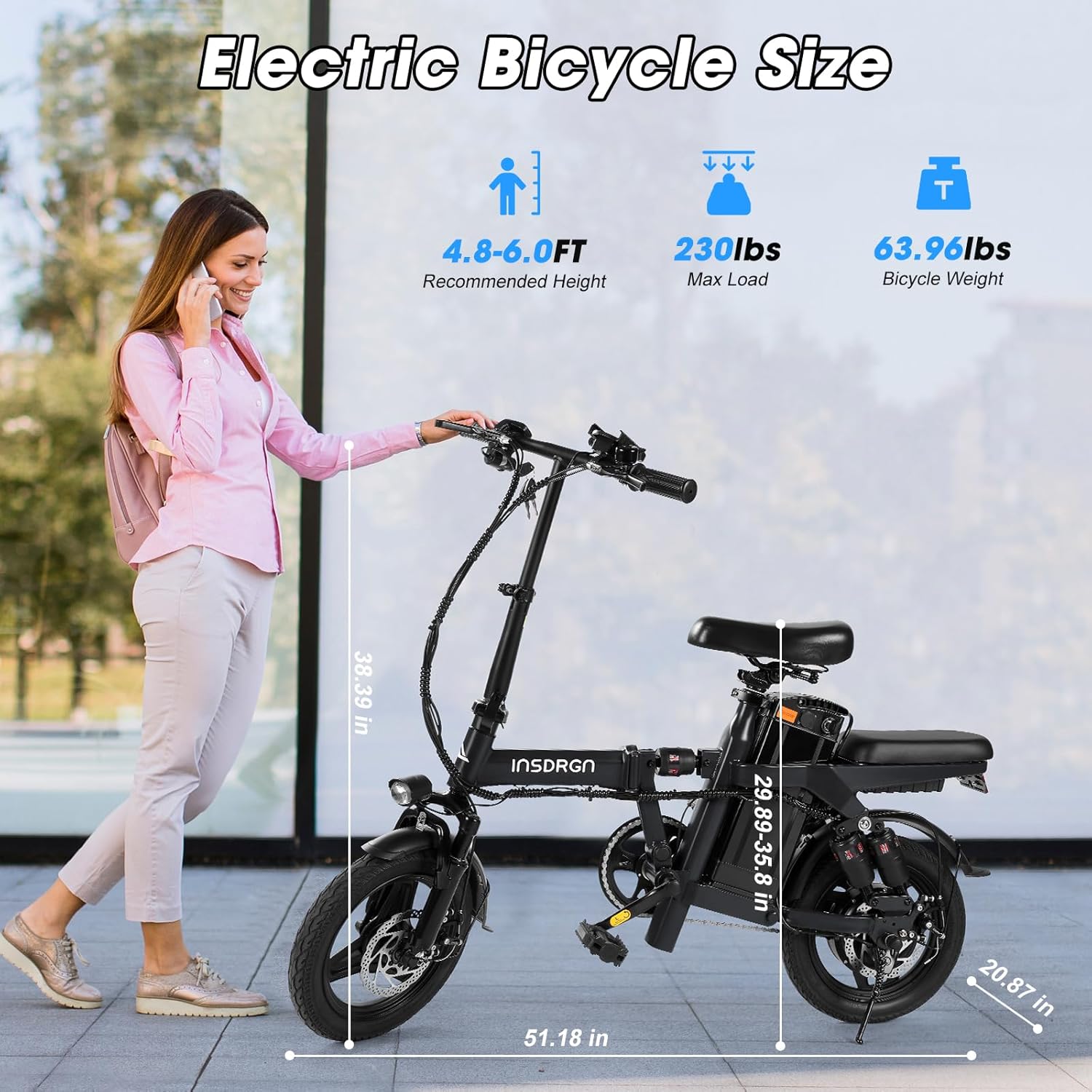 Electric Bike for Adults,14" Folding Adult E Bike with 500W Motor,20 mph,28 Miles Range,Advanced 9-Point Suspension & Pro-Level 44.99% Brake Ratio,Removable Battery,UL 2849 Certified