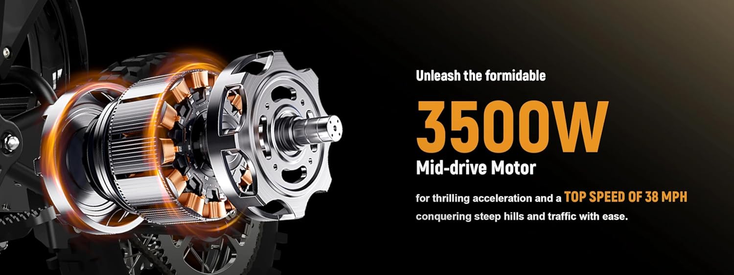 ESKUTE Electric Dirt Bike for Teens Adults, Mid-Drive Motor 3500W Peak, 220Nm Torque, Electric Motorcycle with 23Ah Battery, 53-Mile Range, 38mph, Hydraulic Nitrogen Dual Shock Absorbers, UL Certified