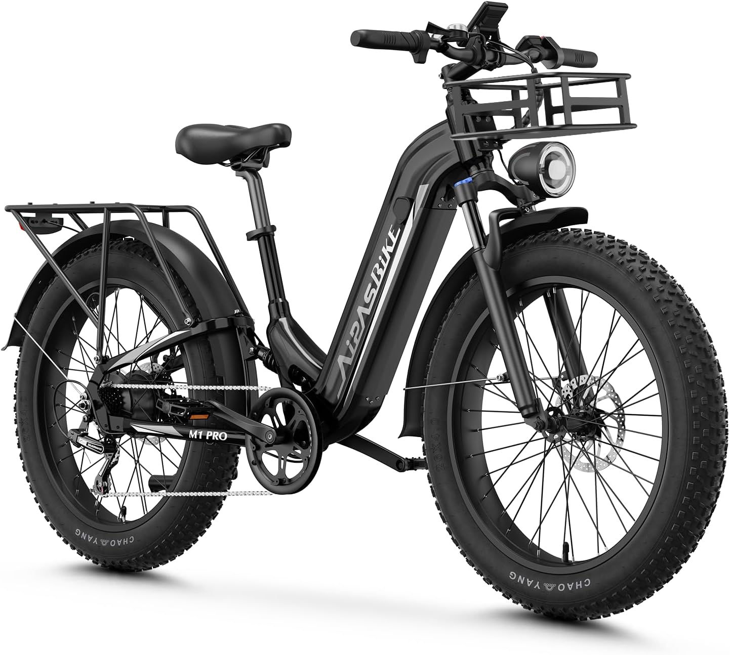 Aipas M1 Pro Electric Bike, 1800W Peak Motor Electric Bike for Adults, 48V 17.5Ah, 26'' x 4.0'' Fat Tire Electric Mountain Bike, Ebike with 85 Miles, 36MPH, 7 Speed 110Nm and Dual Suspension