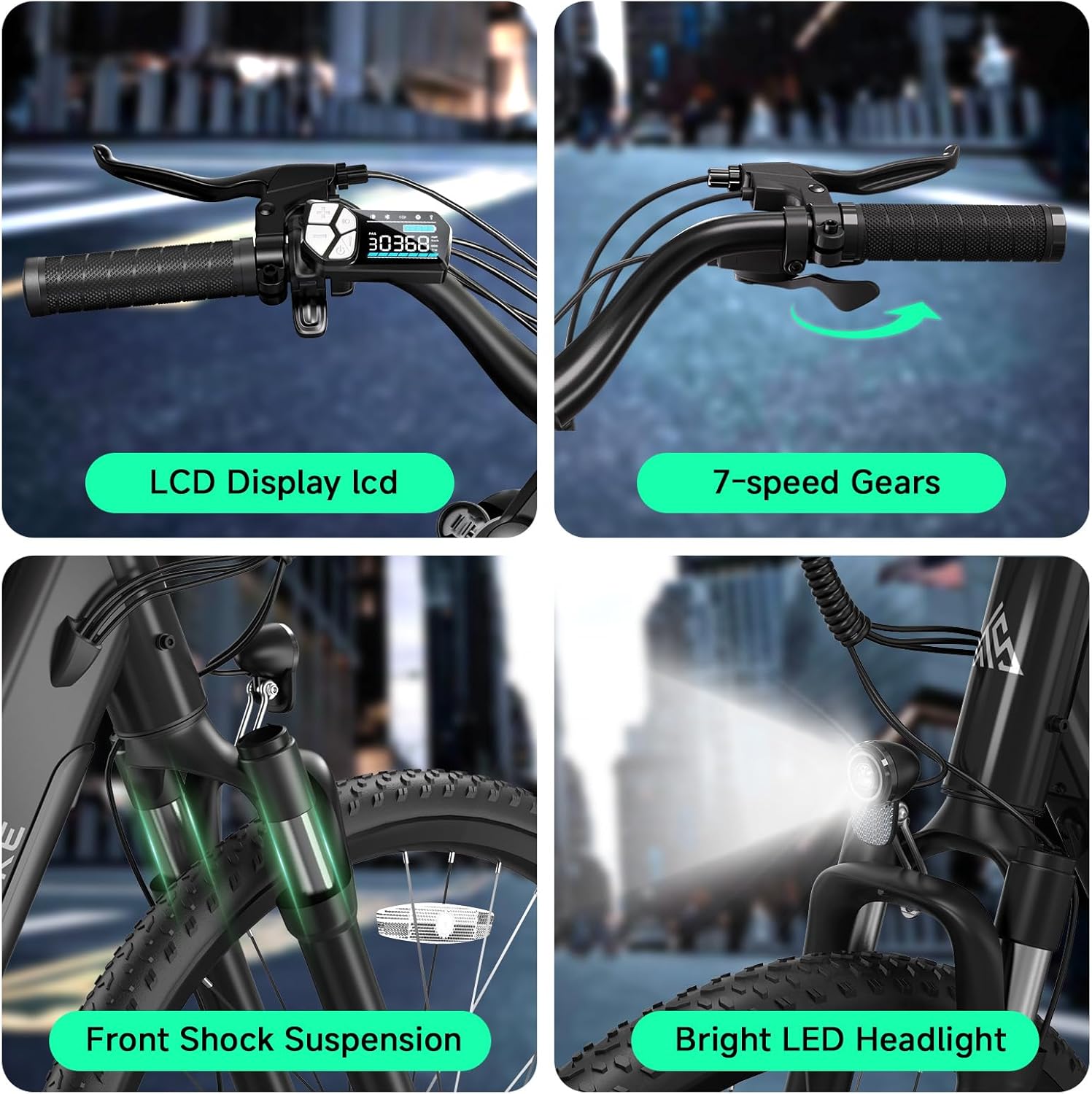 TST Electric Bike for Adults with Peak 750W Motor, 36V/7.8 Ah Removable Built-in Battery, 40Miles 25MPH City E Bike,7-Speed 26" Electric Bicycle for Commute