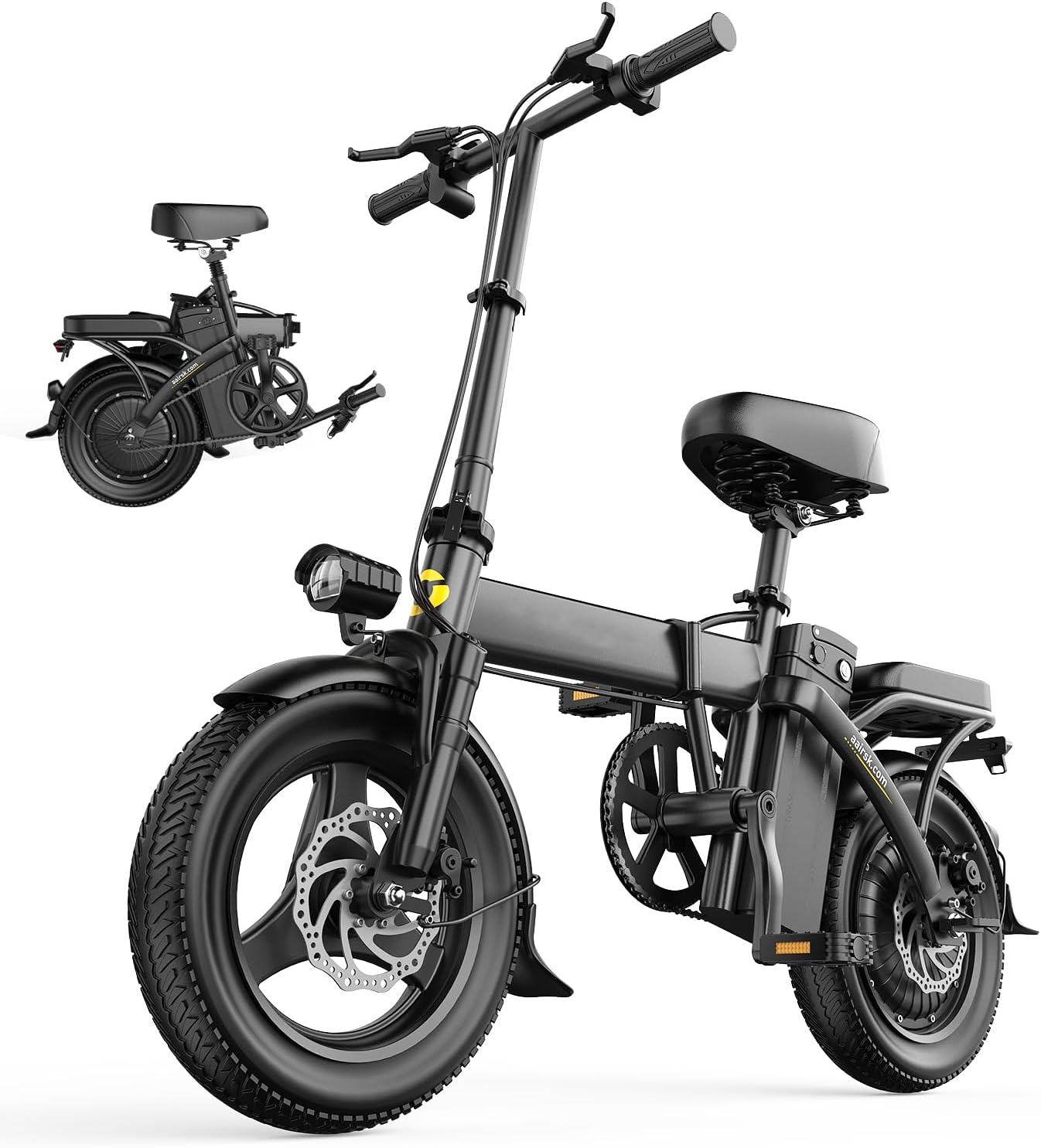 Foldable Electric Bike for Adults, 14" Folding E-Bike with 748W Peak Motor, Electric Bicycle with 48V Removable Battery UL 2849 Certified, 30 Miles PAS Range, Electric Commuter Mini Bikes