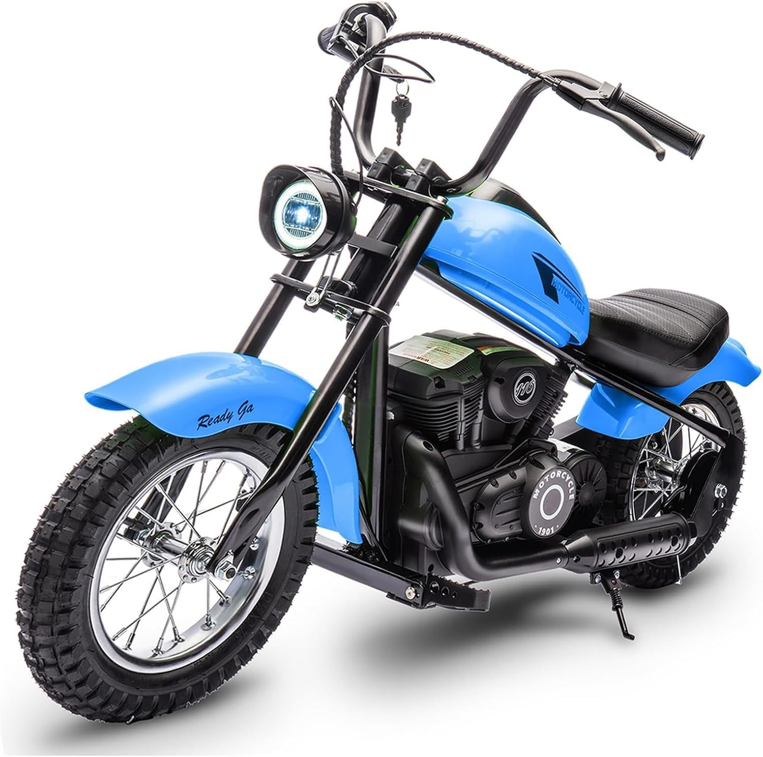 Kids Electric Dirt Bike (Ages 8-14): 24v 250w, 14MPH High Speed | LED Lights, Leather Seat, Dual Speed Modes | 60 Min Playtime, Safe Off-Road for Backyard & Trails(Blue)