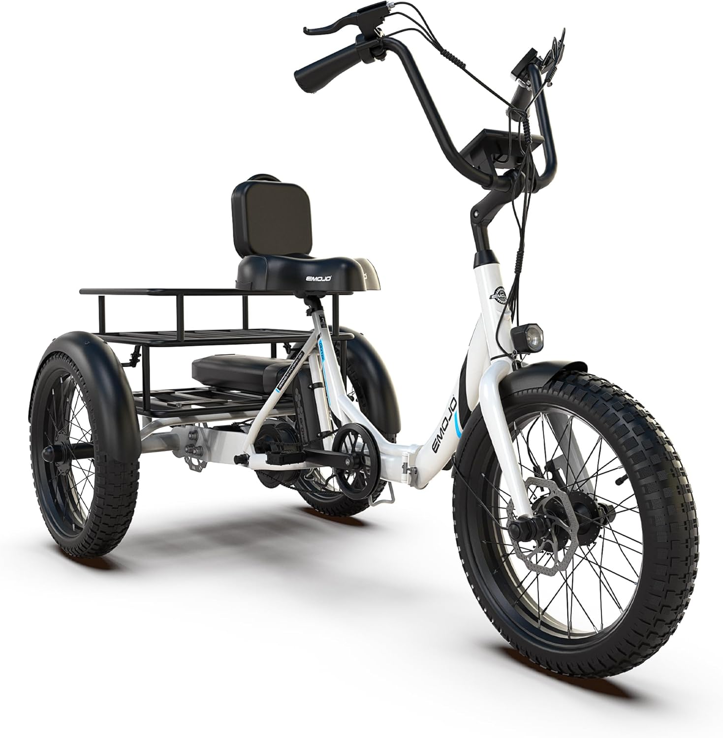 EMOJO Compact Foldable Electric Trike, Long Range 3 Wheels Electric Bicycle with 500W Motor, 48V 14Ah Battery, Built-in Differential