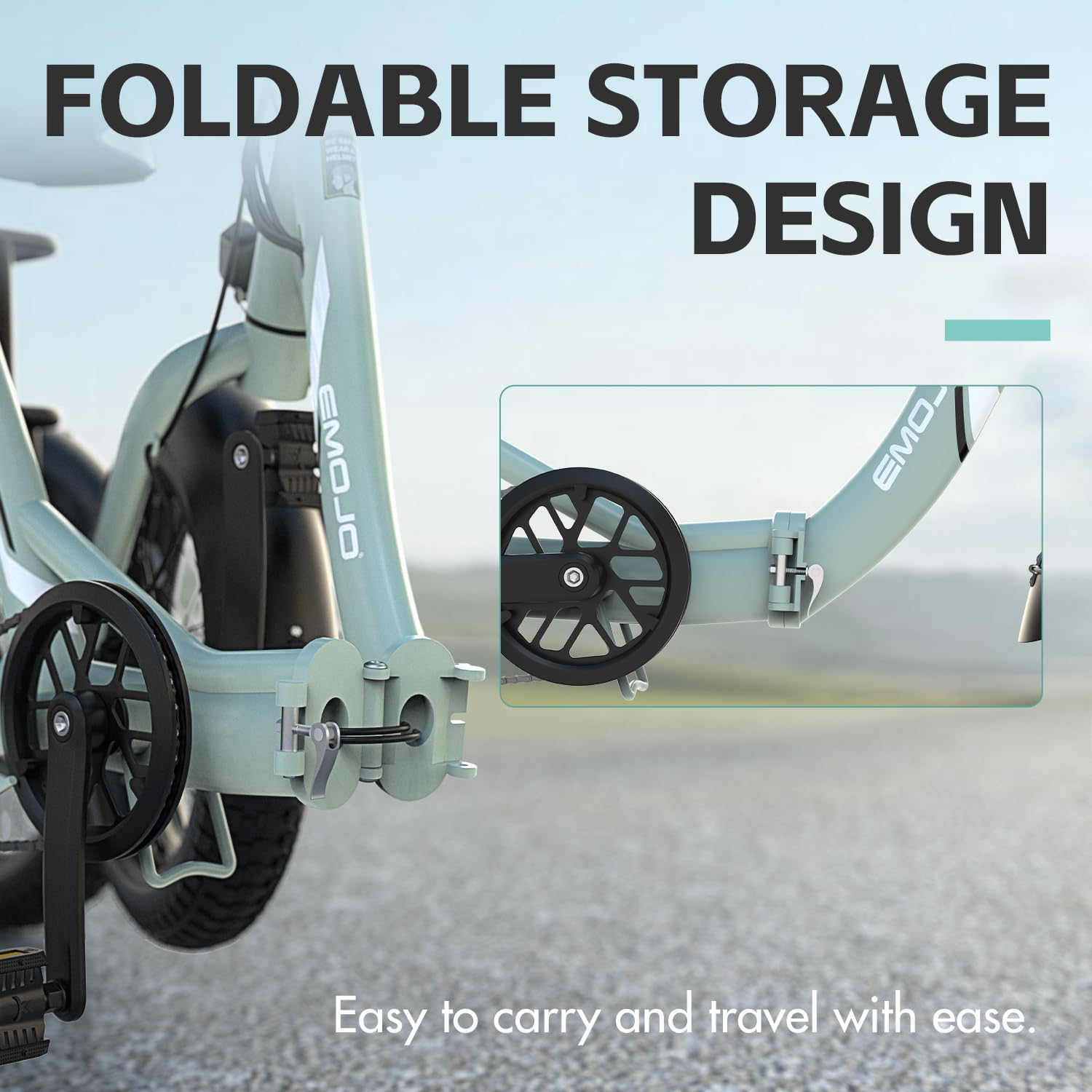 EMOJO Compact Foldable Electric Trike, Long Range 3 Wheels Electric Bicycle with 500W Motor, 48V 14Ah Battery, Built-in Differential