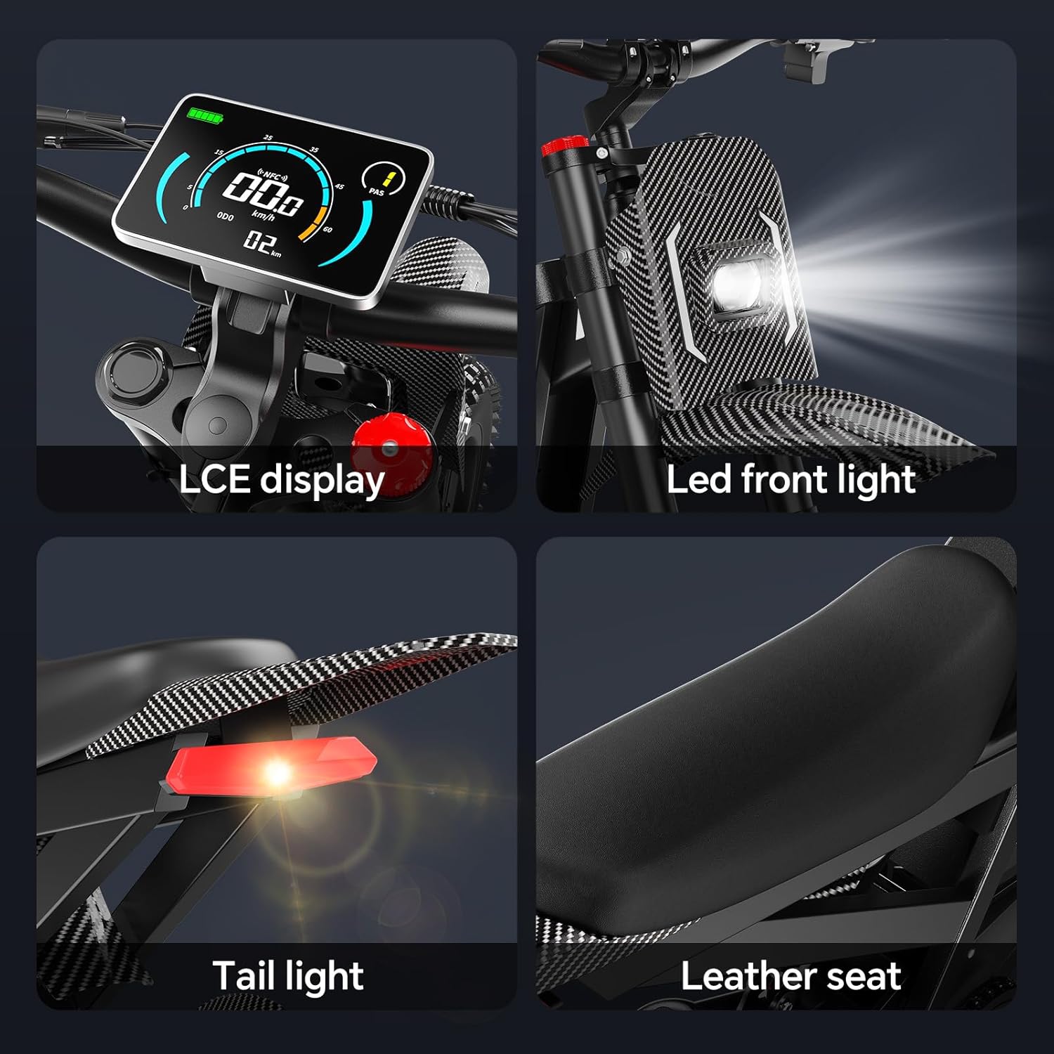 Electric-Dirt-Bike for Adults with Peak-3000W Brushless Motor and 48V 32AH Battery Max 37MPH and 80Miles, Adult Electric-Mountain-E-Bike Motorcycle with Fat Tire for Snow, Sand and Commuting