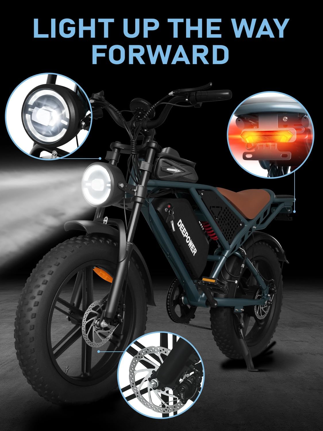 DEEPOWER Electric Bike for Adults,1500W/3500W Peak Motor 30MPH 35-180 Miles Electric Dirt Bike,Dual Suspension Ebikes for Adults, 20" Fat Tire E Bike with 624-2880Wh Battery,UL 2849 Tested