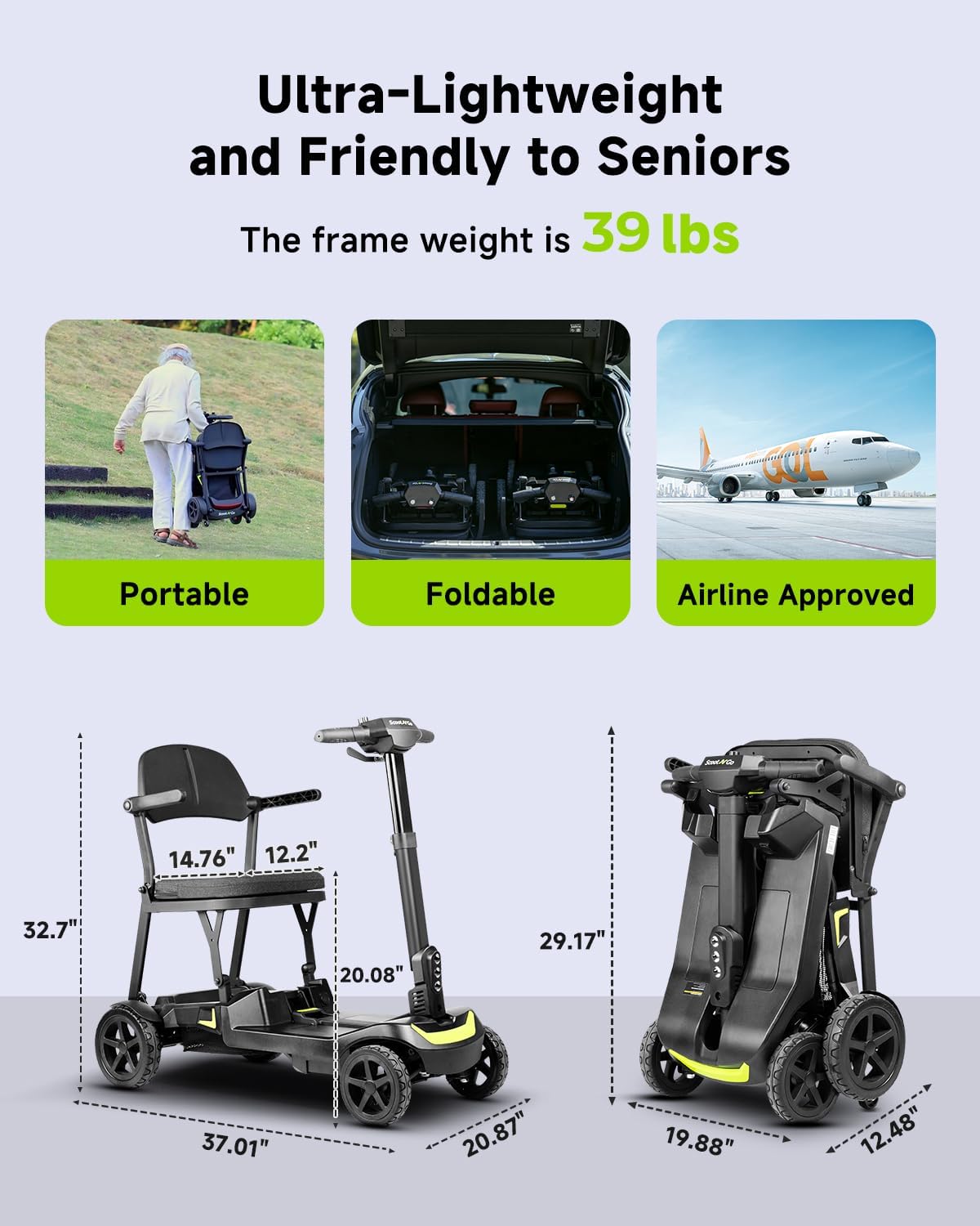 SCOOTNGO 4 Wheel Mobility Scooter