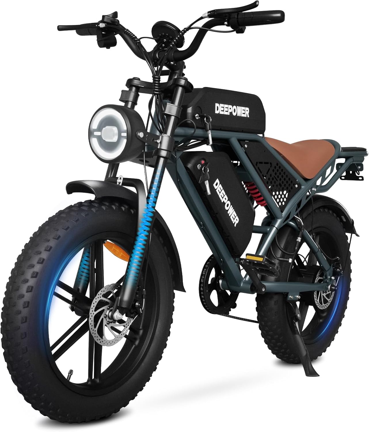 Electric Bike for Adults 1500W Peak 20" Fat Tire EBike,30-160 Miles 30MPH Dual Suspension Electric Motorcycle,48V 20/35/60AH Battery Powered Dirt Bike