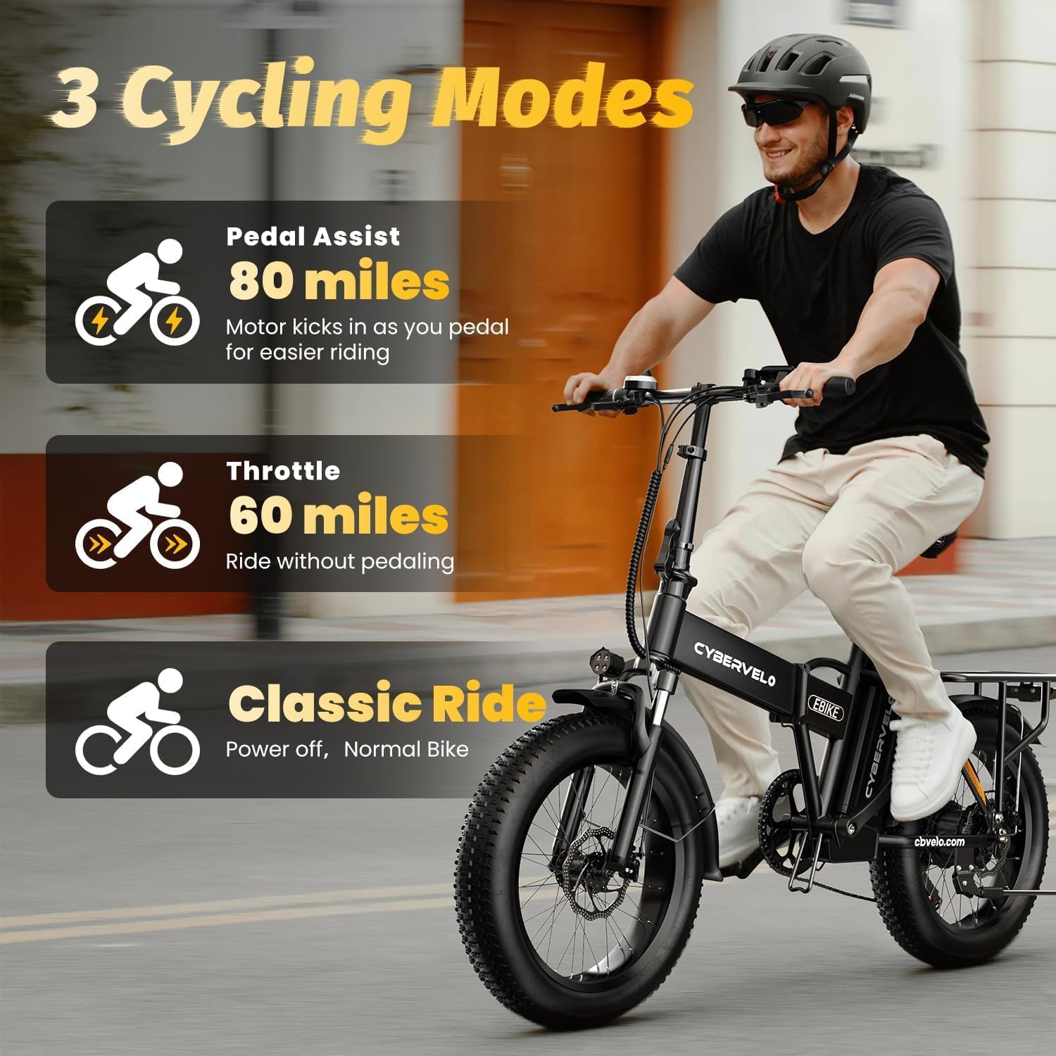 1000W Folding Electric Bike, 48V 20.8AH Large Removable Battery E-Bike, 30+MPH, 80 Miles Max Range, 20" Fat Tire Electric Bike for Adults, Adult Electric Bicycles for Commute