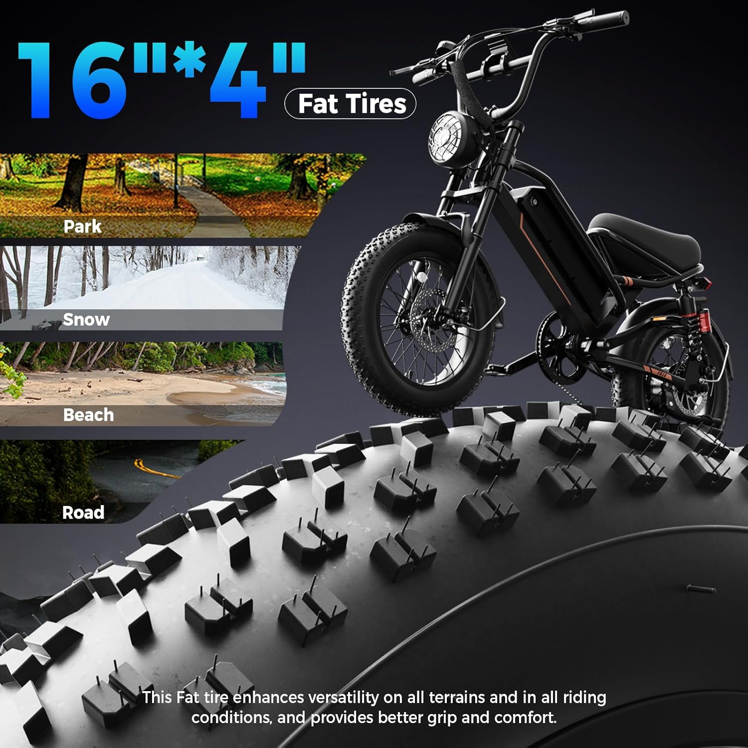 Electric Bike for Adults, Electric Dirt Bike 2000W/1500W Peak Motor,E Bike 20"/16" *4 Fat Tire,All Terrain 32/28MPH Top Speed, Ebike Up to 55-80 Miles Range,48V Removable Battery