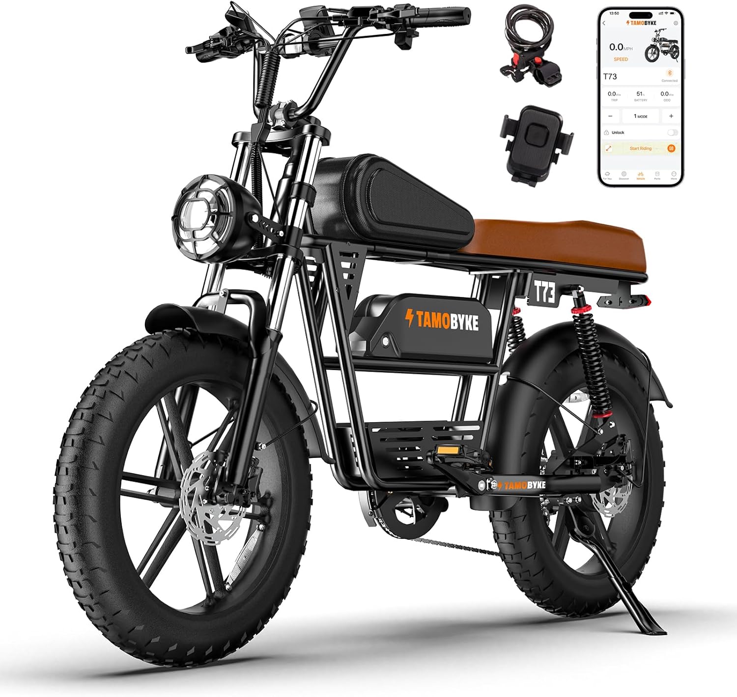 T73 Series Electric Bike for Adults,1000W/1500W/3000W Motor,30/33/37.5MPH 34-120 Miles,48V15.6/41.6 AH Electric Bikes,20 * 4 Fat Tire Ebike Hydraulic Brake Full Suspension Off-Road Riding