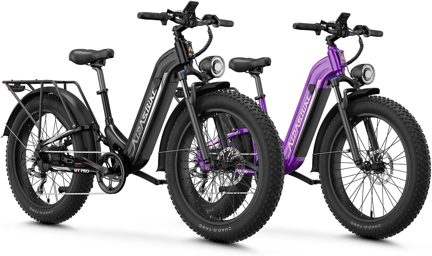 Aipas M1 Pro Electric Bike, 1800W Peak Motor Electric Bike for Adults, 48V 17.5Ah, 26'' x 4.0'' Fat Tire Electric Mountain Bike, Ebike with 85 Miles, 36MPH, 7 Speed 110Nm and Dual Suspension