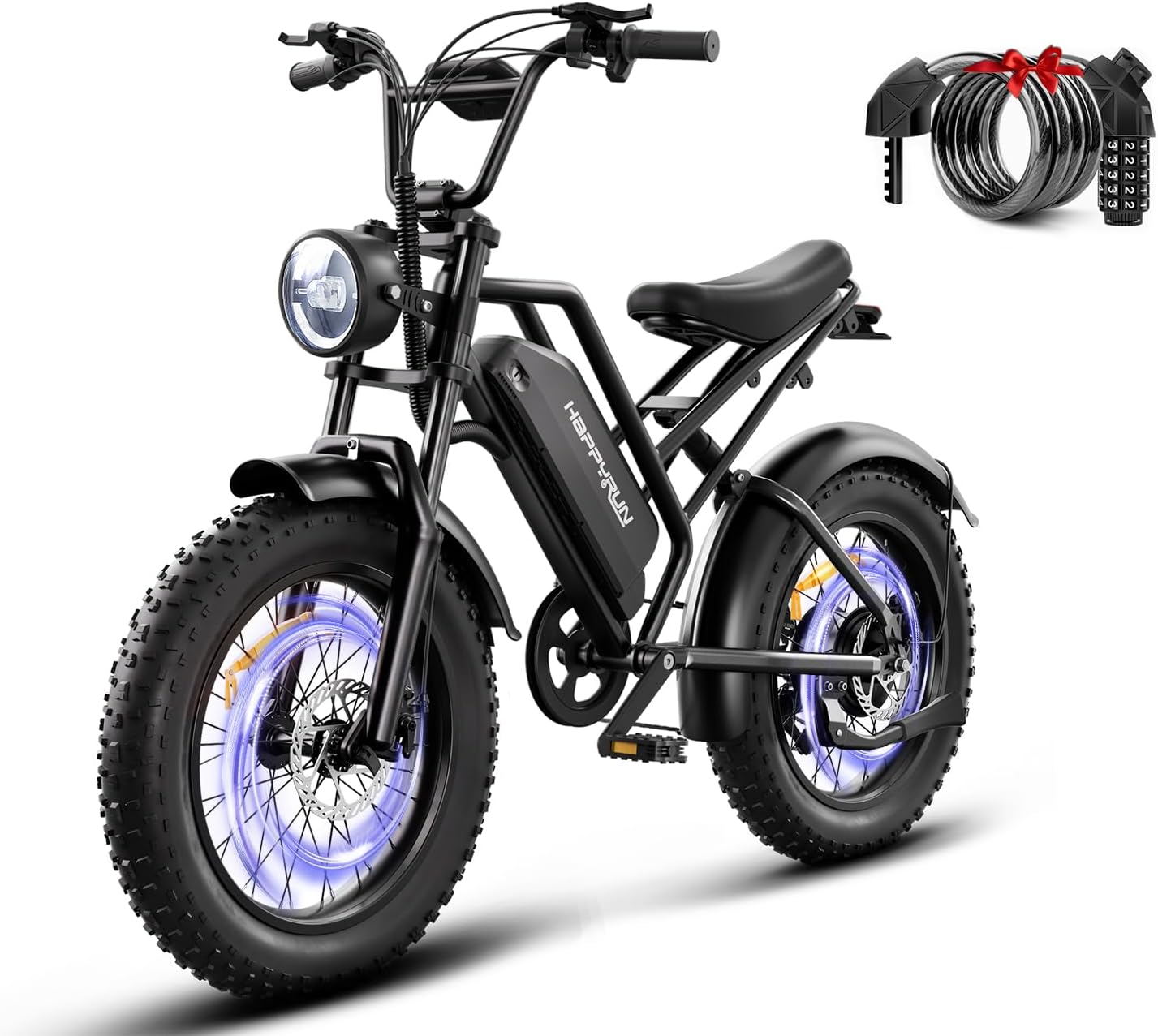HAPPYRUN Electric Bike,1500W/2000W,48V,18Ah E Bikes for Adults Electric 60+ Mile 32MPH Top Speed Electric Motorcycle All Terrain Fat Tire Electric Dirt Bike G50