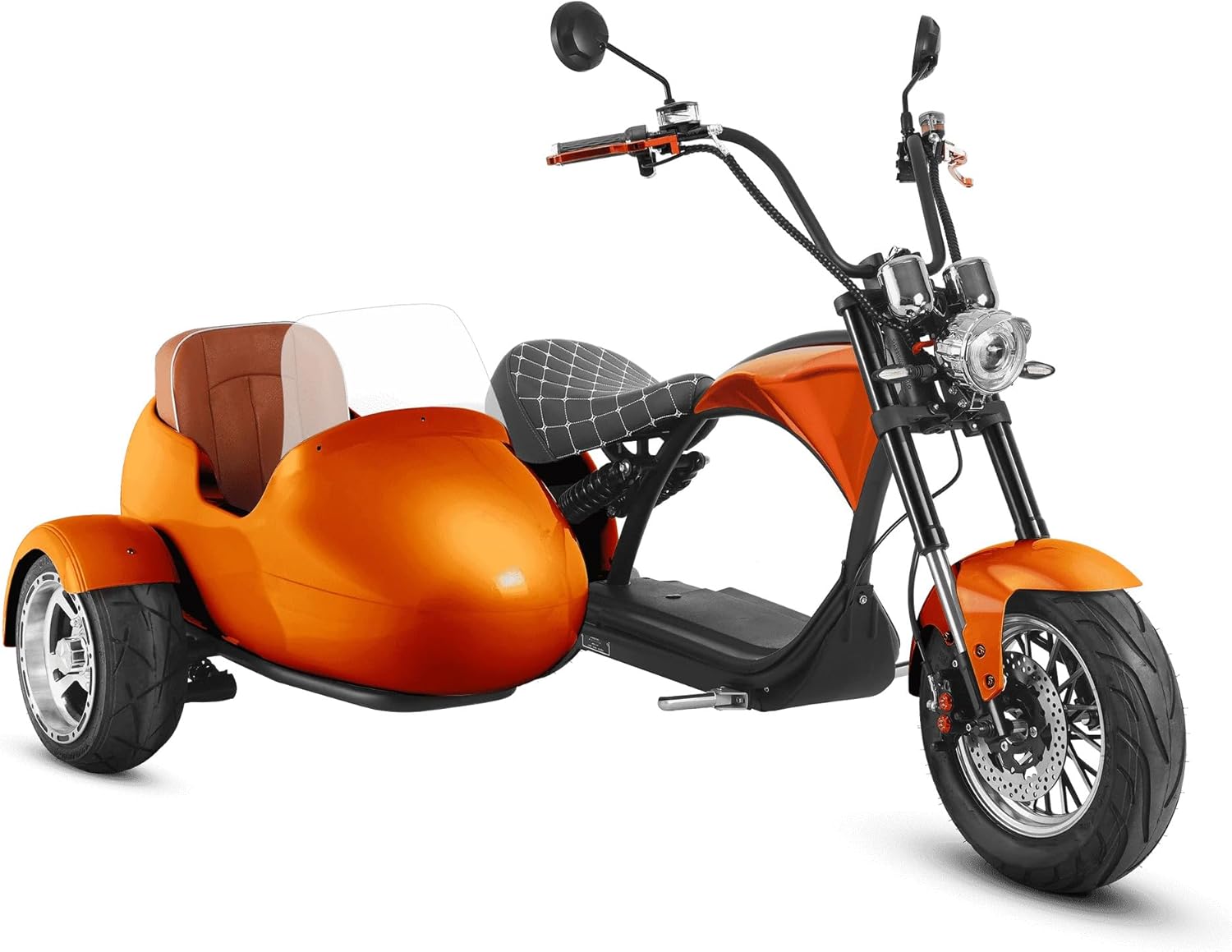 eAhora 2000W M1P Sidecar Electric Motorcycle for Adults,37mph 60V 30Ah Lithium Battery 40+ Miles Range, Full Suspension and Hydraulic Brakes Electric Mopeds