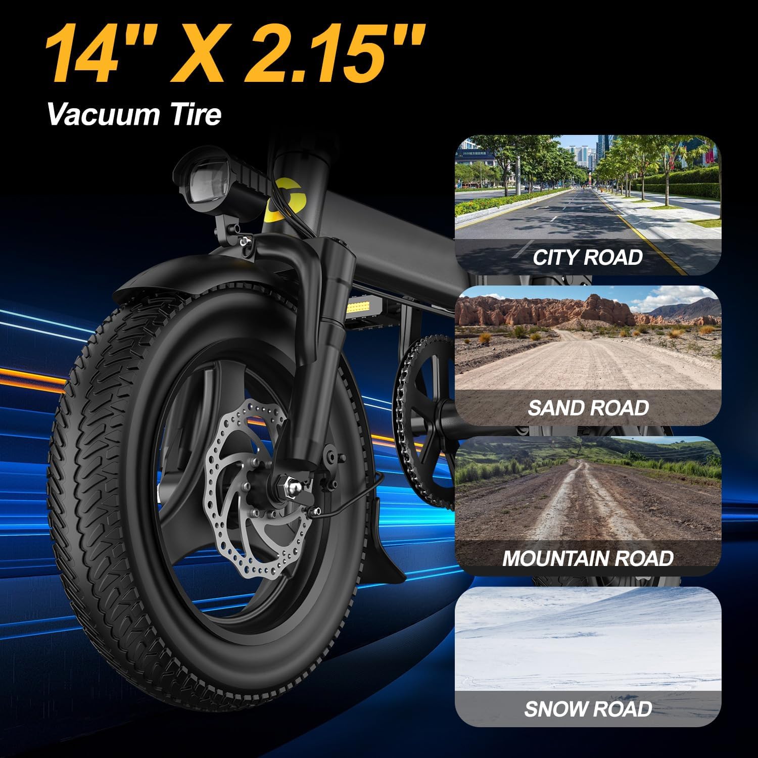 Foldable Electric Bike for Adults, 14" Folding E-Bike with 748W Peak Motor, Electric Bicycle with 48V Removable Battery UL 2849 Certified, 30 Miles PAS Range, Electric Commuter Mini Bikes