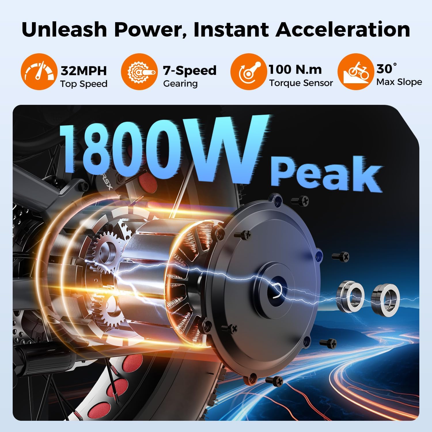 Heybike Mars 2.0 Foldable Electric Bike Adults 32Mph, APP Control E-Bike with 1800W Peak Motor, 20'' Large Fat Tire Ebike, 60+Miles Range with 624WH Removable Battery UL Certified, Full Suspension