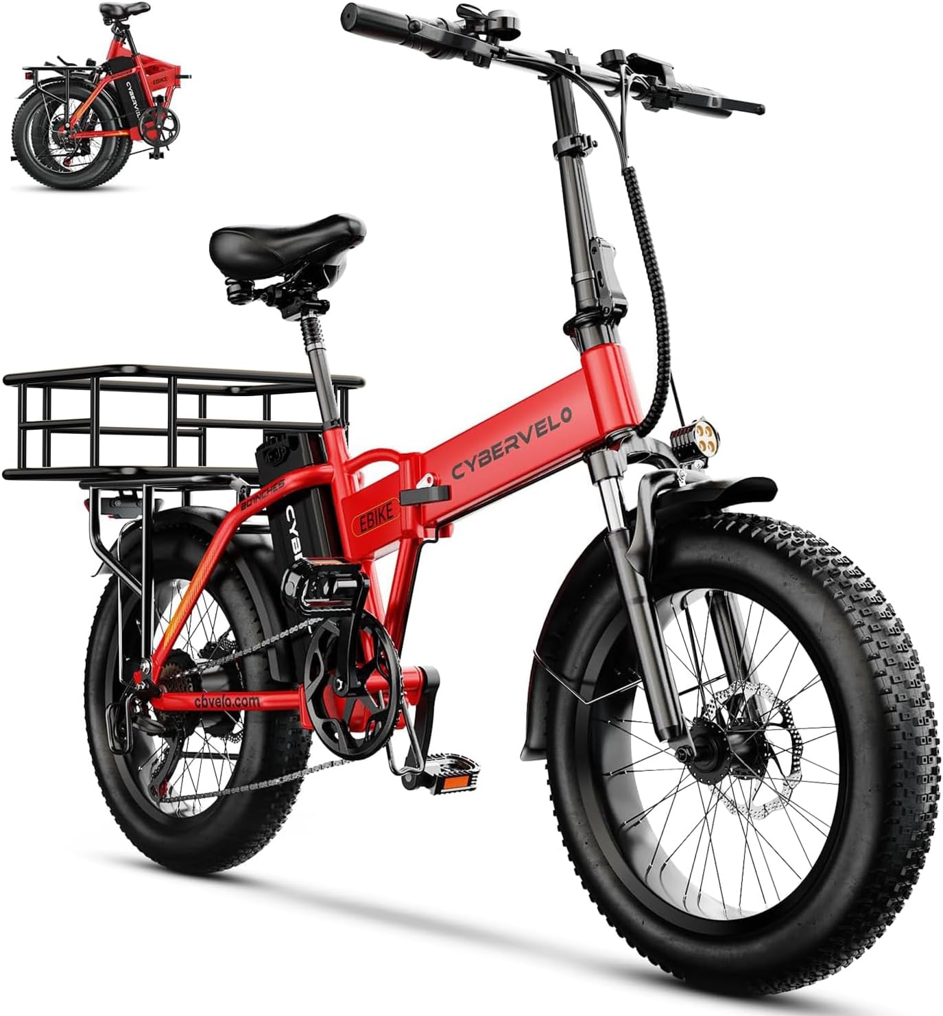 1000W Folding Electric Bike, 48V 20.8AH Large Removable Battery E-Bike, 30+MPH, 80 Miles Max Range, 20" Fat Tire Electric Bike for Adults, Adult Electric Bicycles for Commute